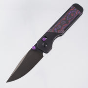 Kizer Militaw 315 KwikSwap Clutch Lock - Black Aluminum w/ Purple Haze Fat Carbon Inlays & Purple Accents - Matte DLC Ultra M390 - Ki3634.31CDA1