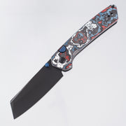 Kizer Madrac Button Liner Lock - Nebula Fat Carbon w/ Blue Accents - Matte DLC Ultra S45VN - Ki3693A1