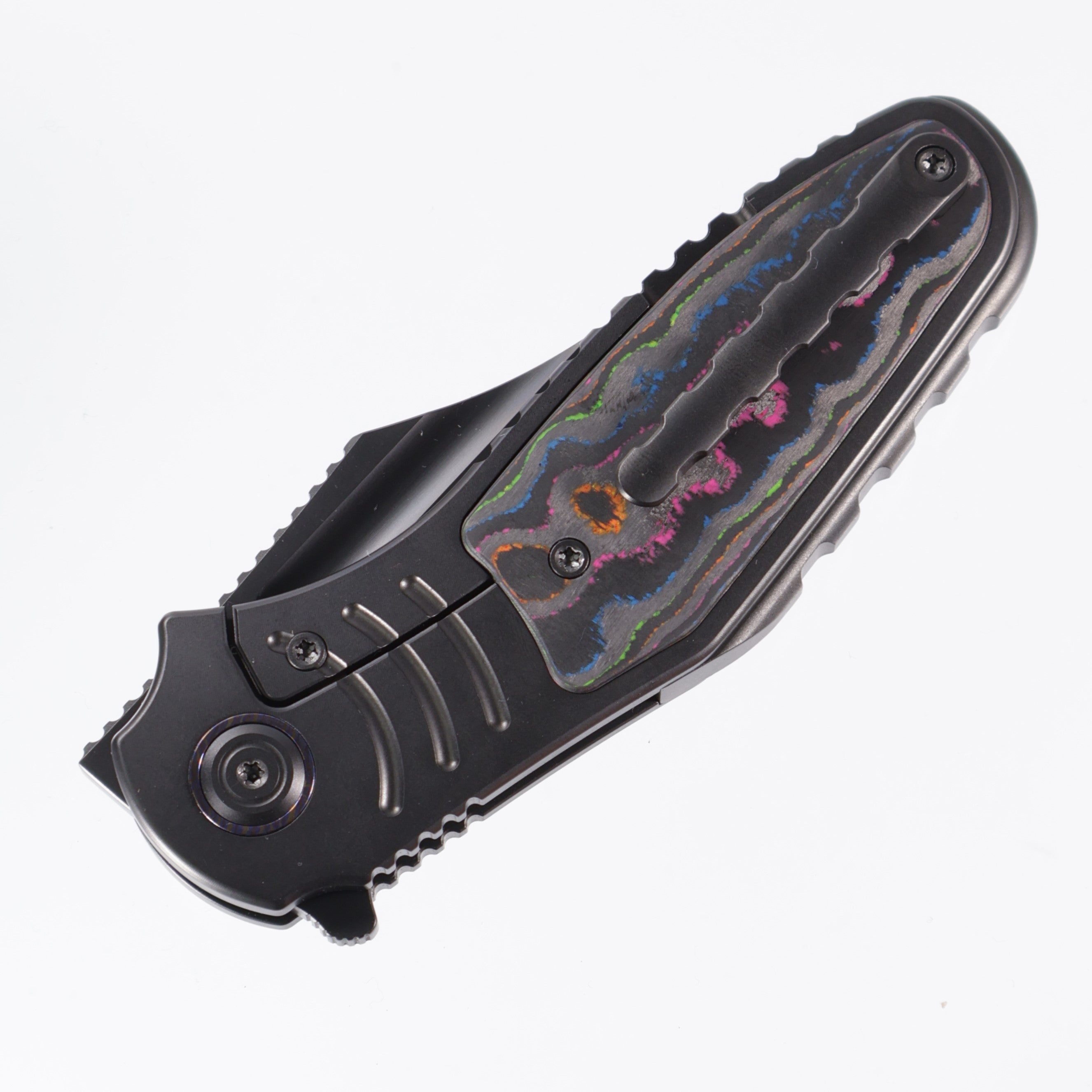 Kubey Stroller - BROP Exclusive - DLC Ti Frame w/ Timascus pivot collars - 80s Camo Carbon inlays - DLC 20CV KB384E