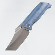 Kubey Hamster Linerlock - Blue Micarta w/ Blue Ti Accents - Satin 14C28N - KU402E