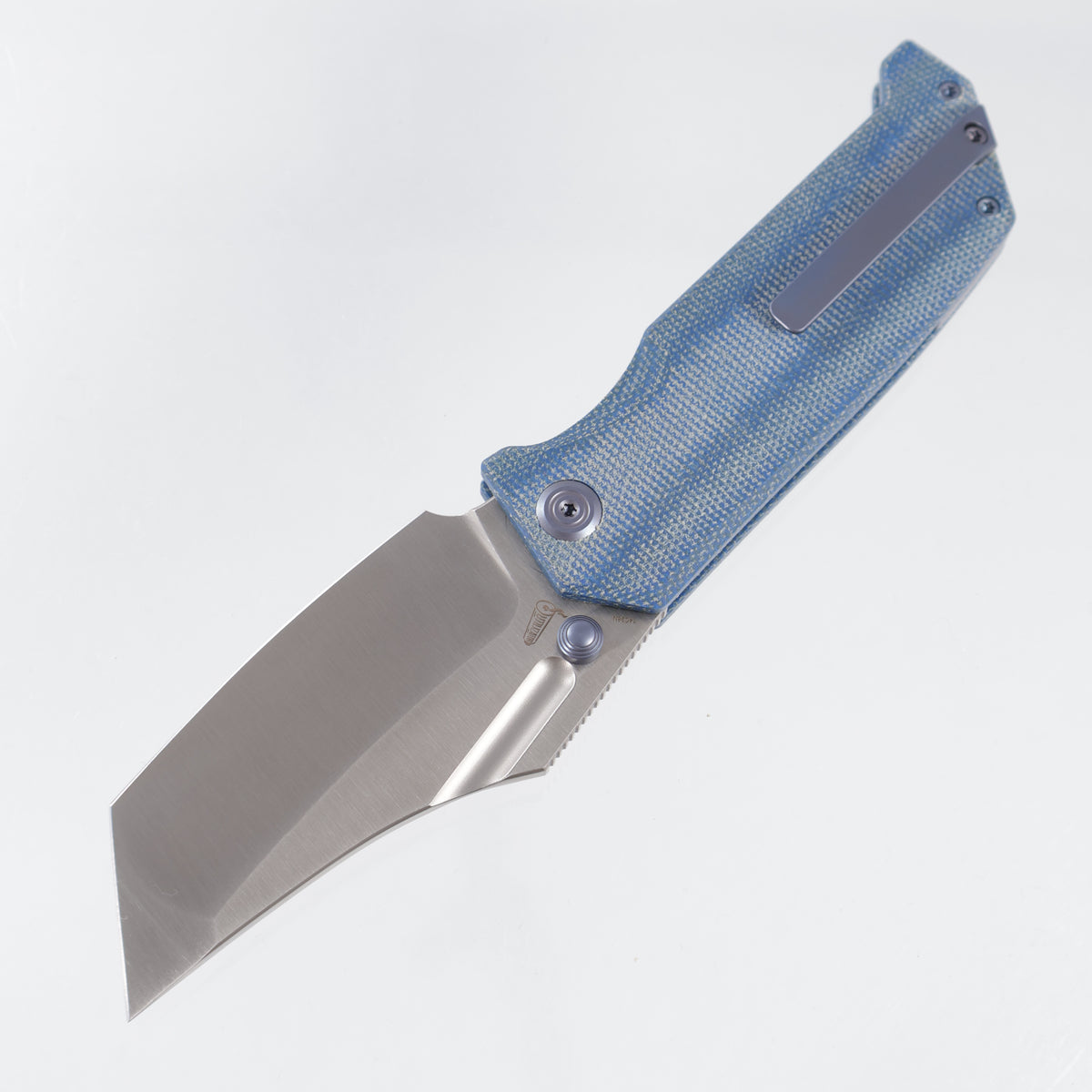 Kubey Hamster Linerlock - Blue Micarta w/ Blue Ti Accents - Satin 14C28N - KU402E