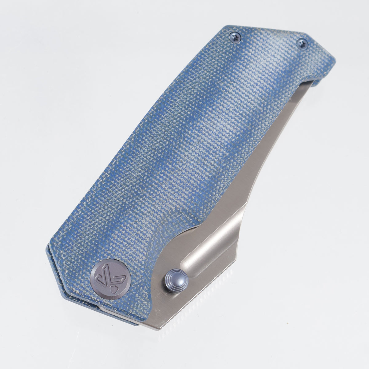 Kubey Hamster Linerlock - Blue Micarta w/ Blue Ti Accents - Satin 14C28N - KU402E