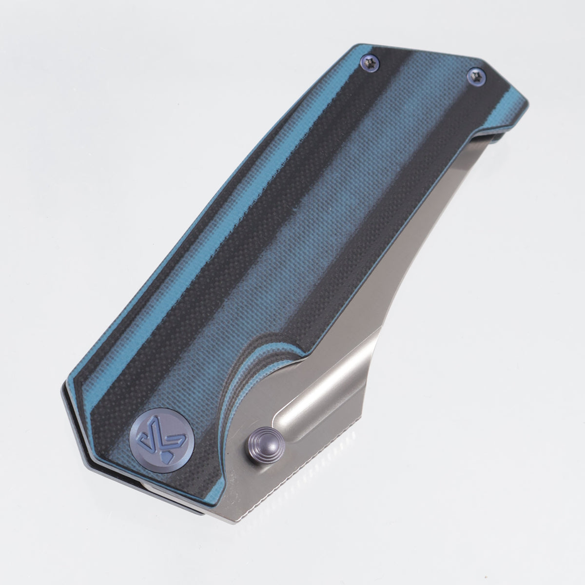 Kubey Hamster Linerlock - Black & Blue G10 w/ Blue Ti Accents - Satin 14C28N - KU402G