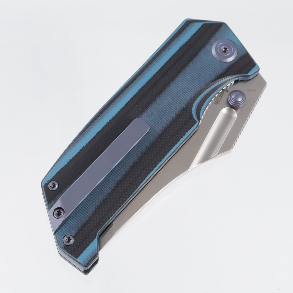 Kubey Hamster Linerlock - Black & Blue G10 w/ Blue Ti Accents - Satin 14C28N - KU402G