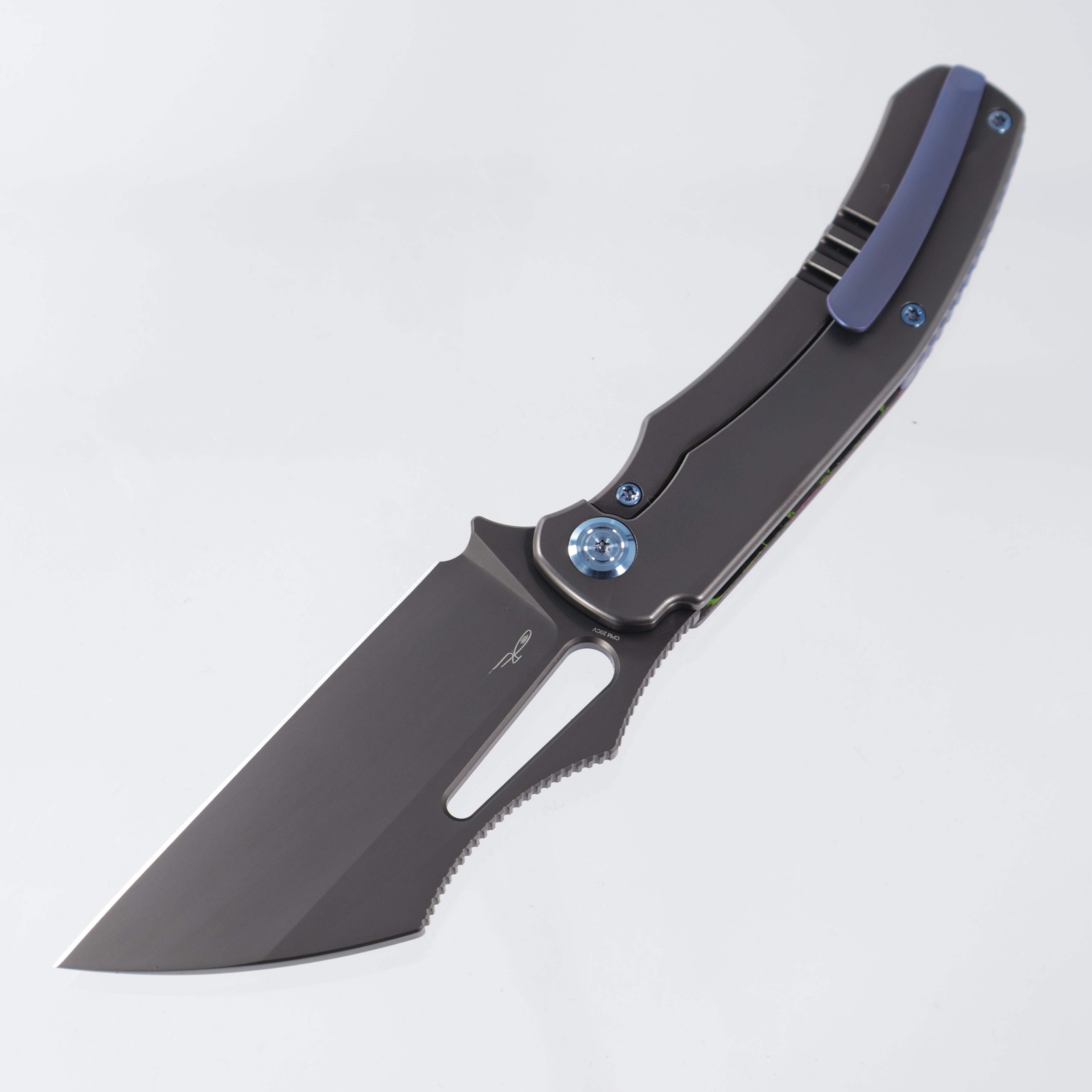Kubey Sylow - 80s Camo Carbon/DLC Titanium w/ Blue Accents - DLC 20CV - KB260E - BR-OP Exclusive