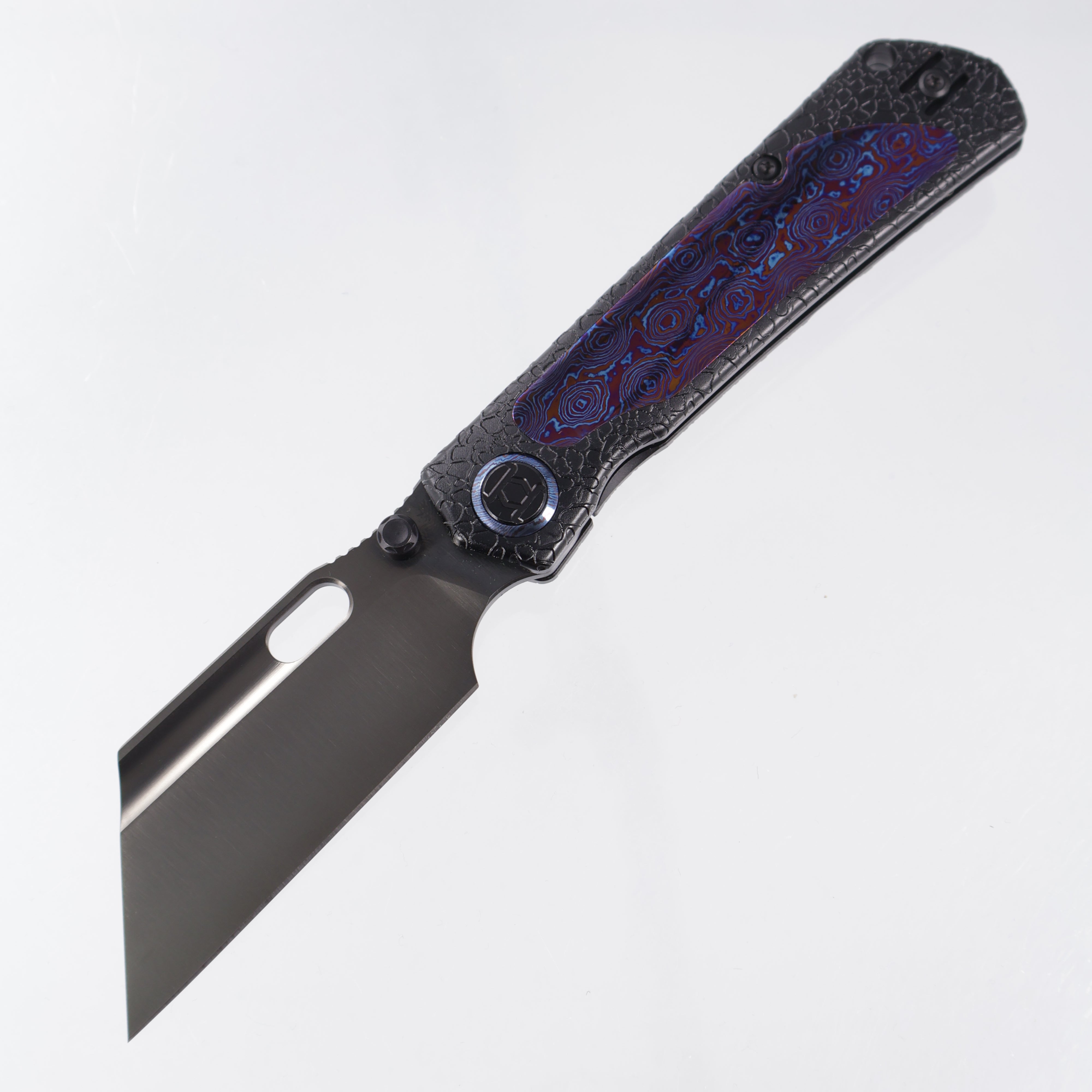 Kunwu Cochise - Black Honeydew Texture Titanium w/ Timascus Inlay - Satin DLC Vancron - 711-TR2-TM