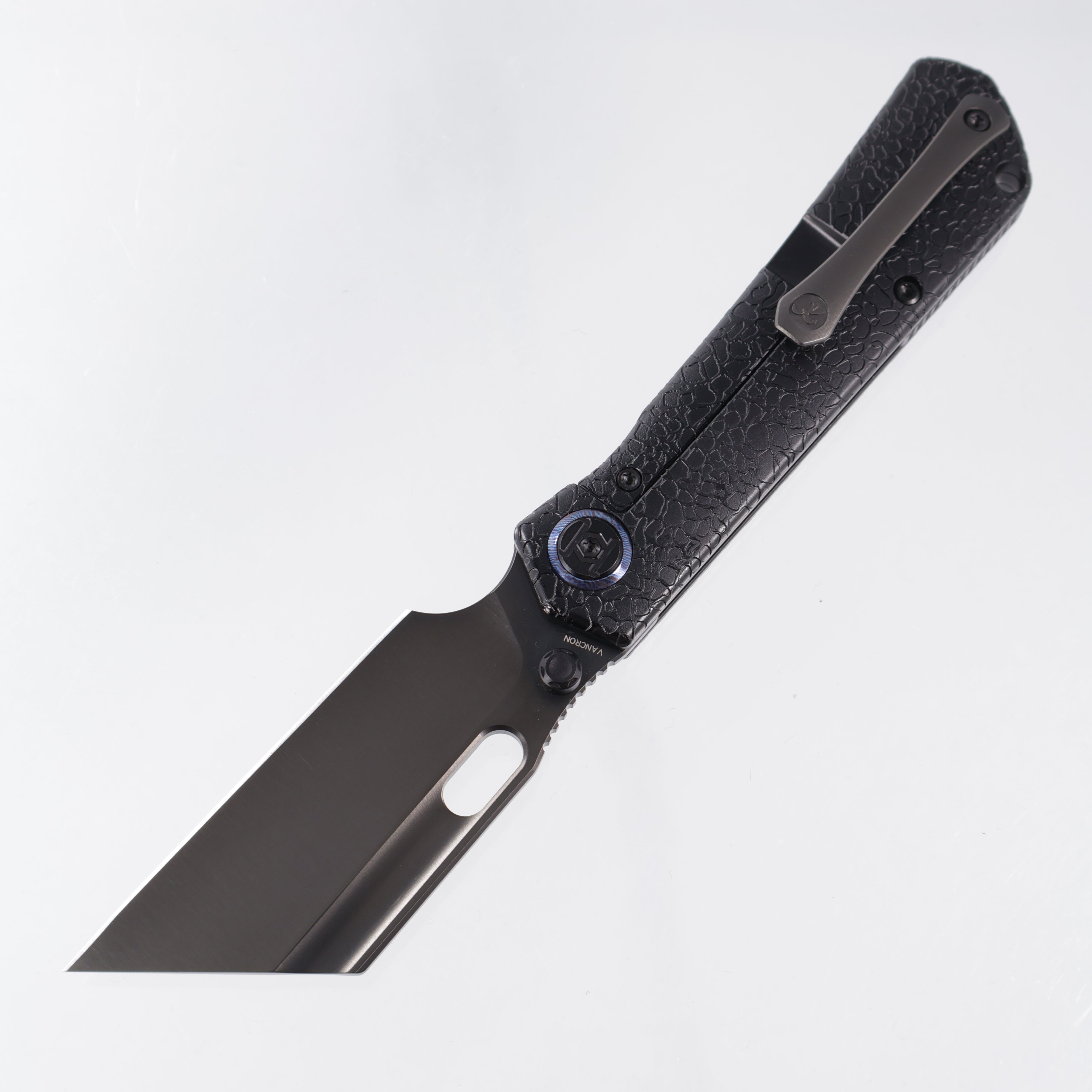 Kunwu Cochise - Black Honeydew Texture Titanium w/ Timascus Inlay - Satin DLC Vancron - 711-TR2-TM