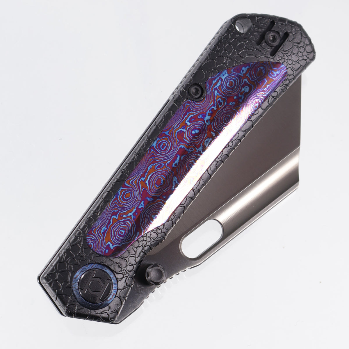 Kunwu Cochise - Black Honeydew Texture Titanium w/ Timascus Inlay - Satin DLC Vancron - 711-TR2-TM