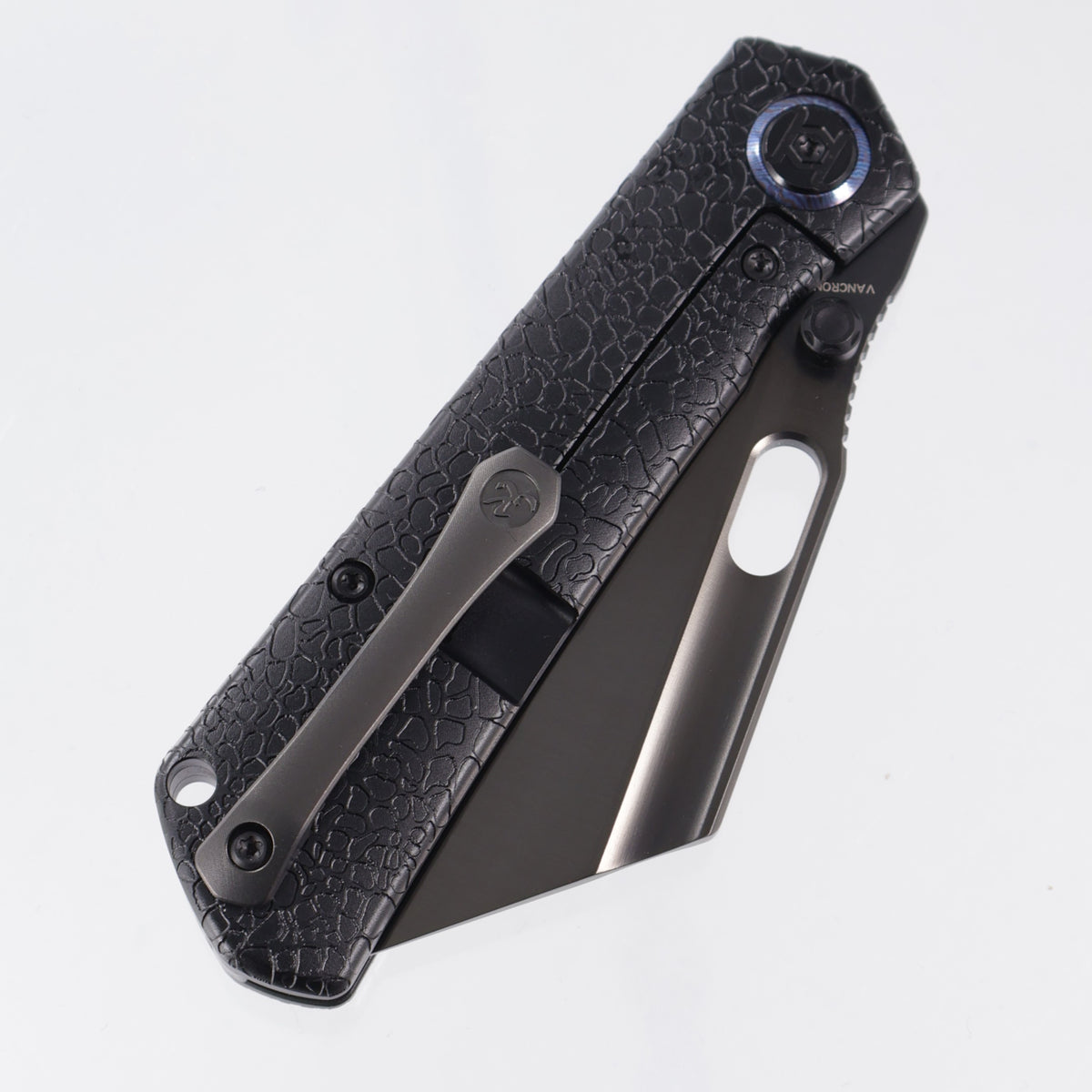 Kunwu Cochise - Black Honeydew Texture Titanium w/ Timascus Inlay - Satin DLC Vancron - 711-TR2-TM