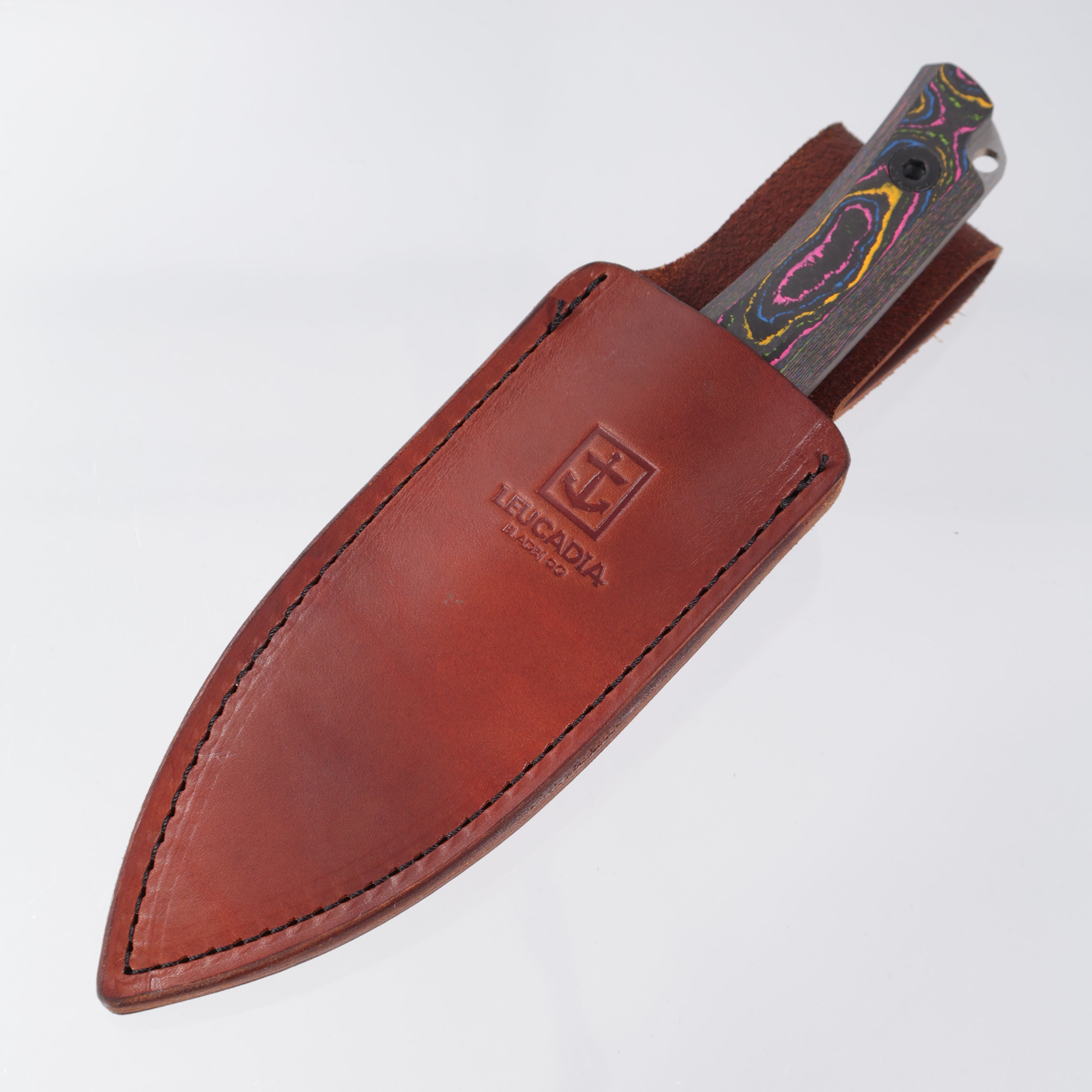 Leucadia Blade Co. The Landshark - 80s Camo Carbon Handle Scales - Satin Magnacut