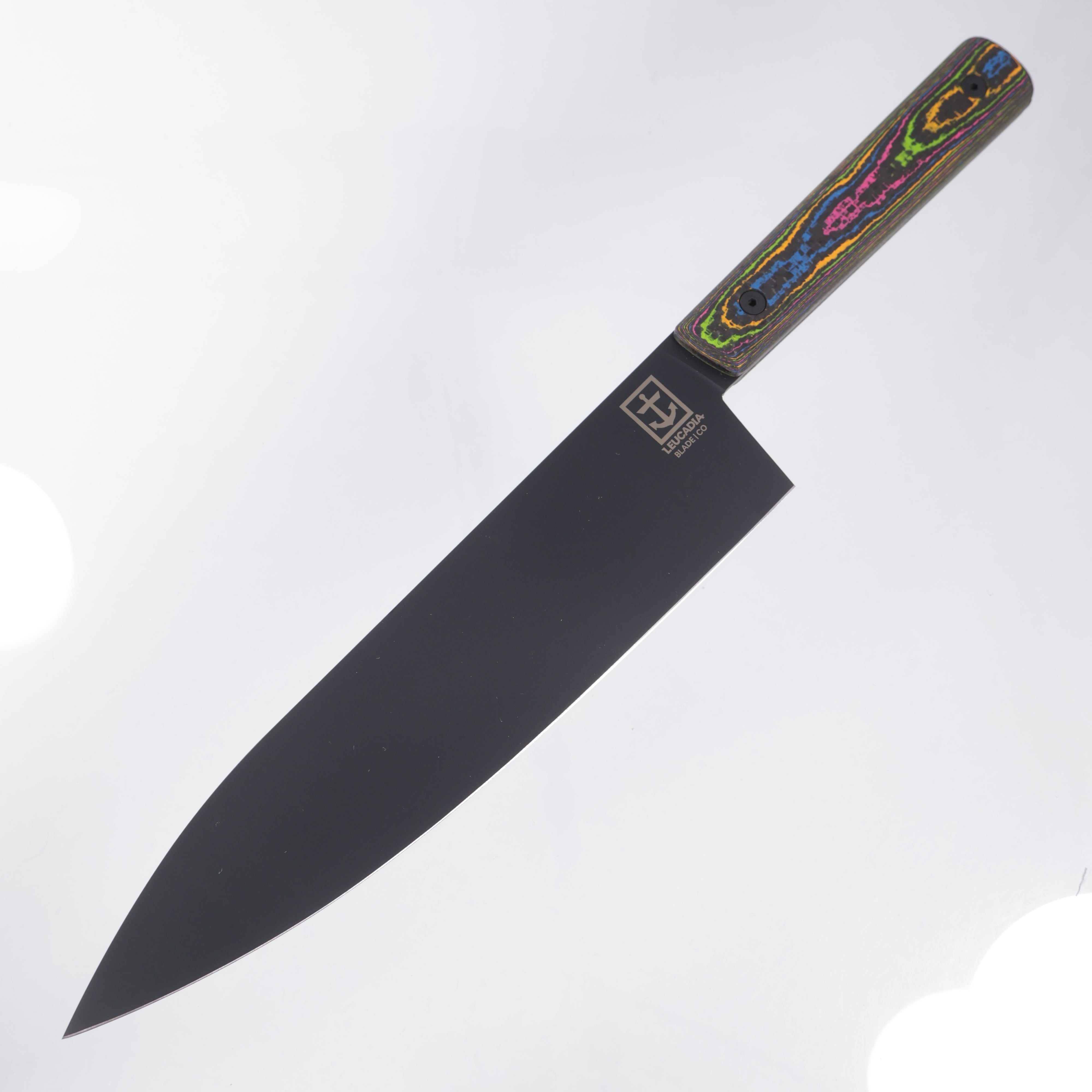Leucadia Blade Co. The Chef Knife - 80s Camo Carbon Weave Scales - DLC AEB-L