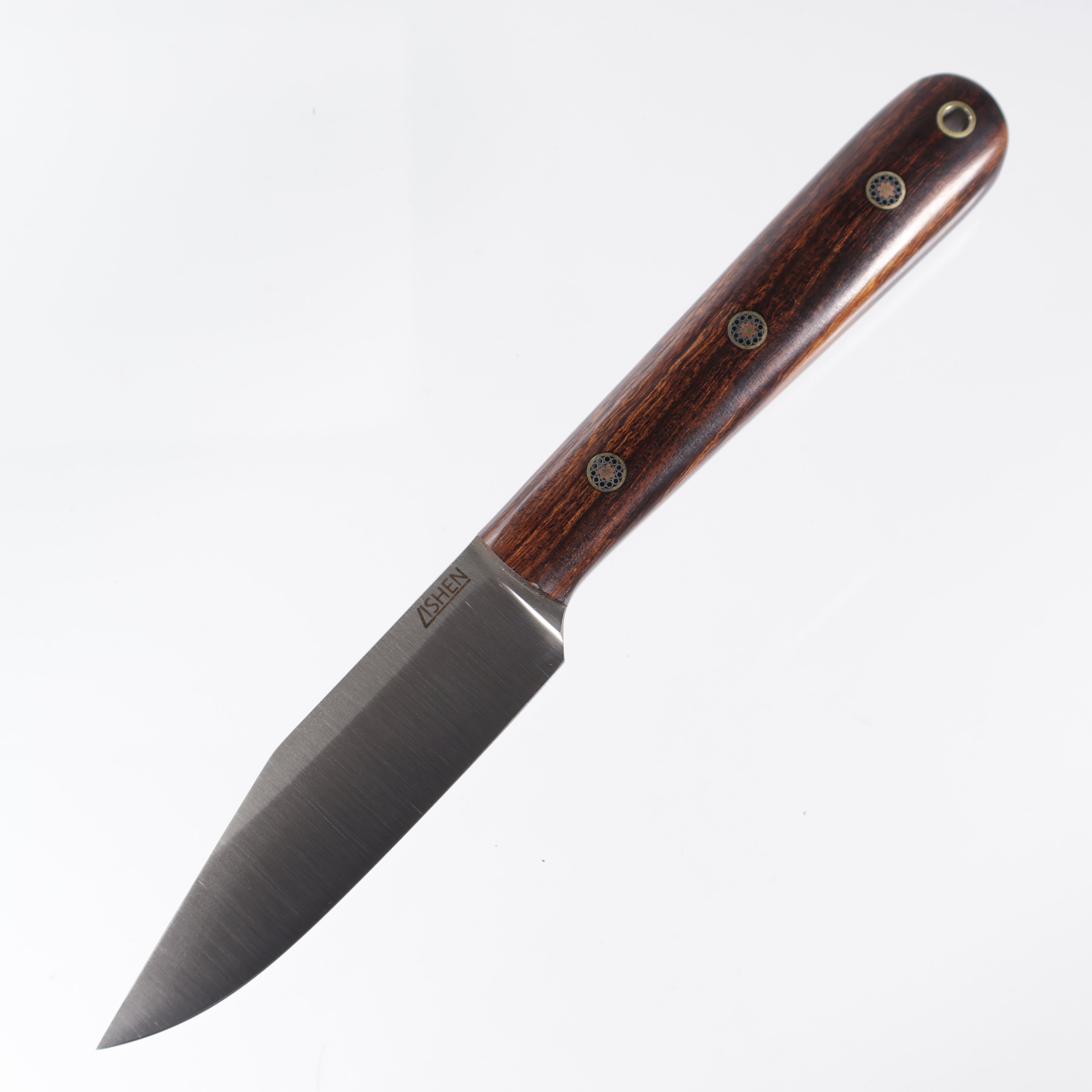 Lishen Knives Ultralite Modern Clippoint - AEB-L - Desert Ironwood - Mosaic Pins