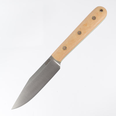 Lishen Knives Ultralite Modern Clippoint - AEB-L - Matte Maple Valley Richlite w/ green liners - Mosaic Pins