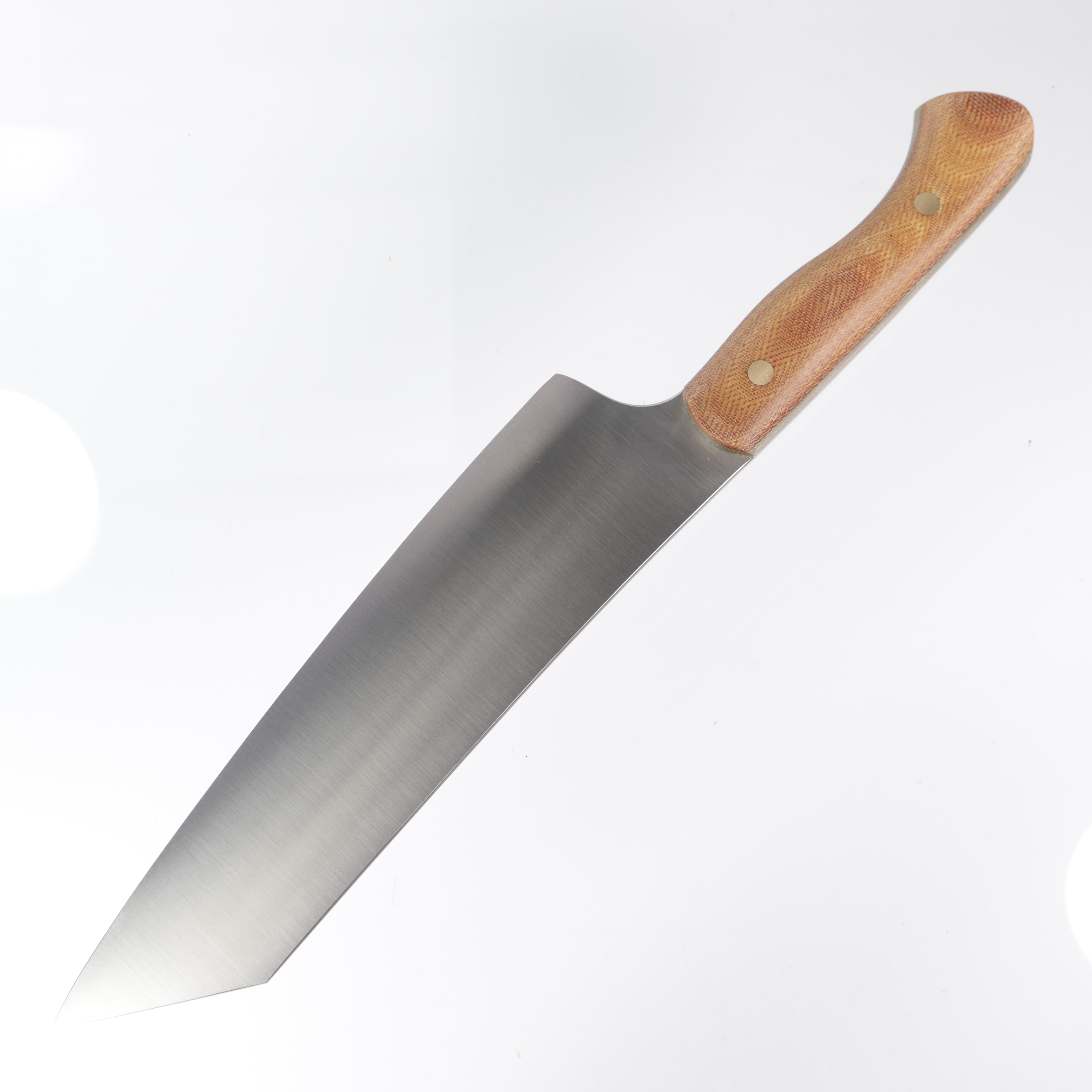 Lishen Knives Kiritsuke - AEB-L - Natural Canvas Micarta w/ thick green liners - Brass Pins