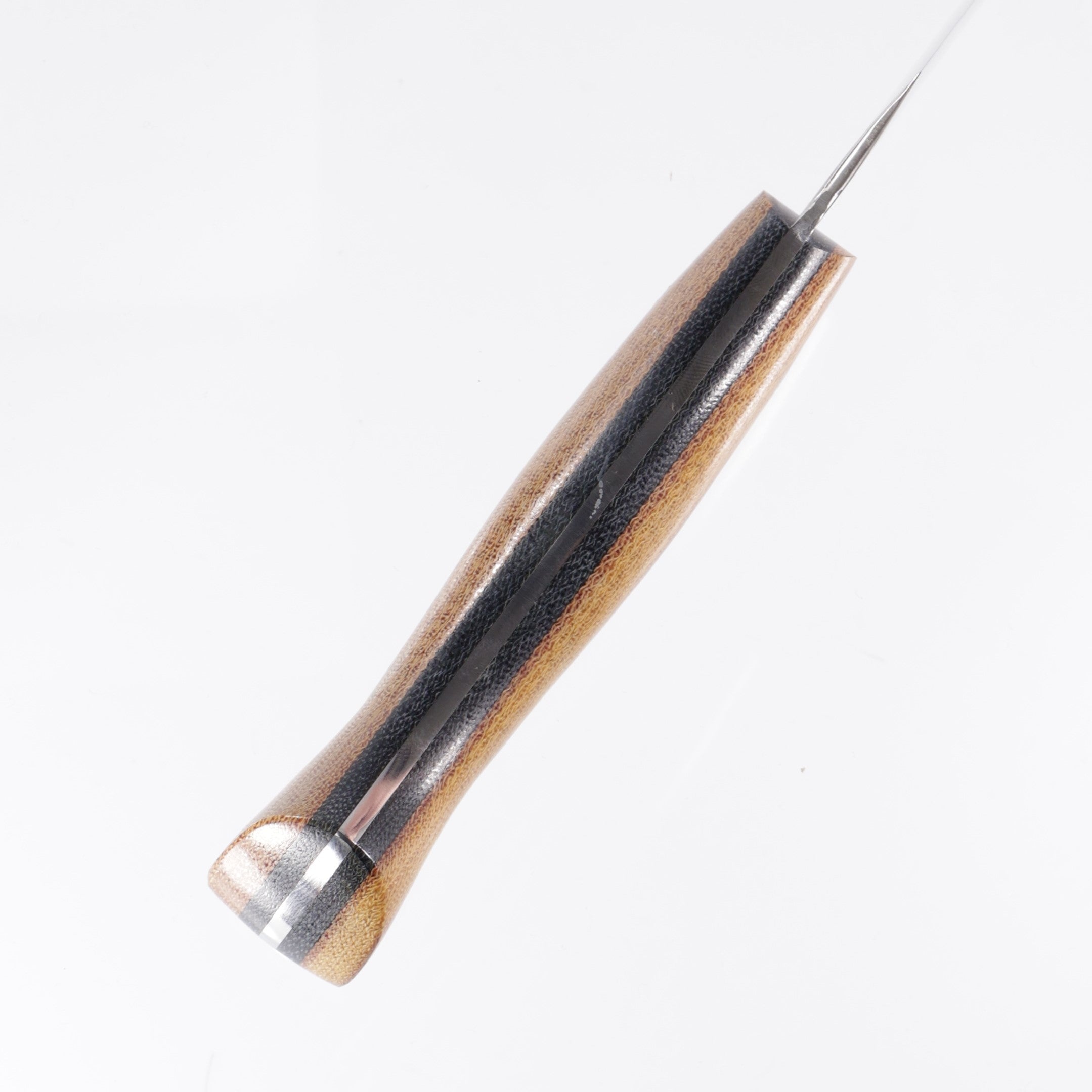 Lishen Knives Kiritsuke - AEB-L - Natural Canvas Micarta w/ thick black liners - Mosaic Pins