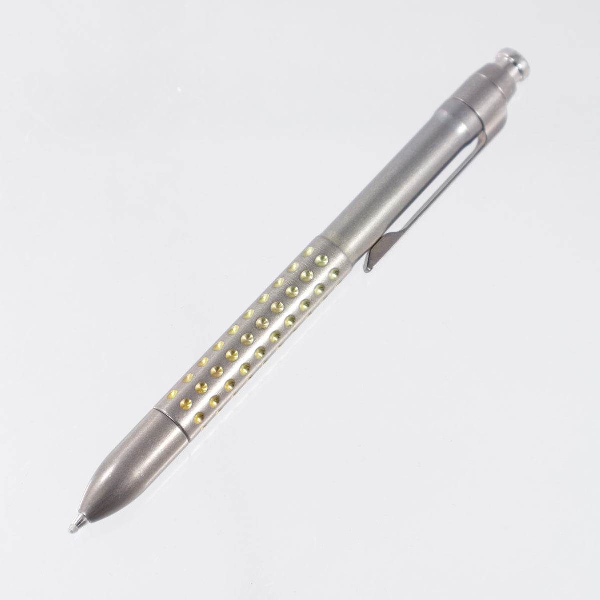 Machine Wise Rota Click #0463 - Stonewash Divot Texture Titanium w/ Gold Ano Ti Accents - Parker