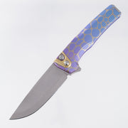 Machine Wise Sonora S-Grind #2332 - Purple & Blue Fade River Rock Ano Sunray Texture Titanium w/ Ti Bolster - Stonewash S90V