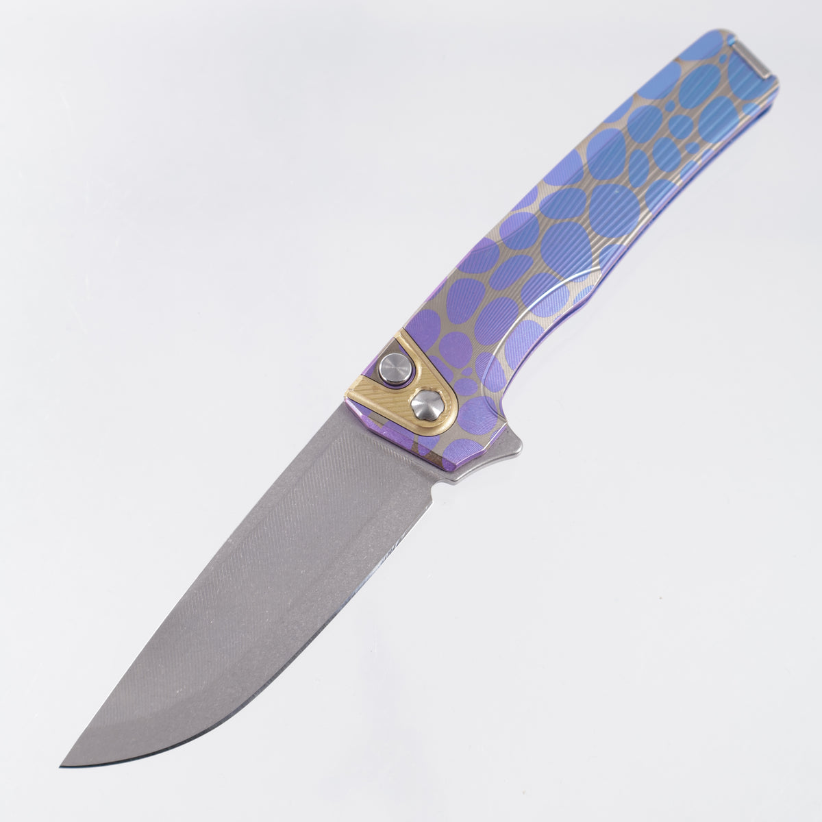 Machine Wise Sonora S-Grind #2332 - Purple & Blue Fade River Rock Ano Sunray Texture Titanium w/ Ti Bolster - Stonewash S90V