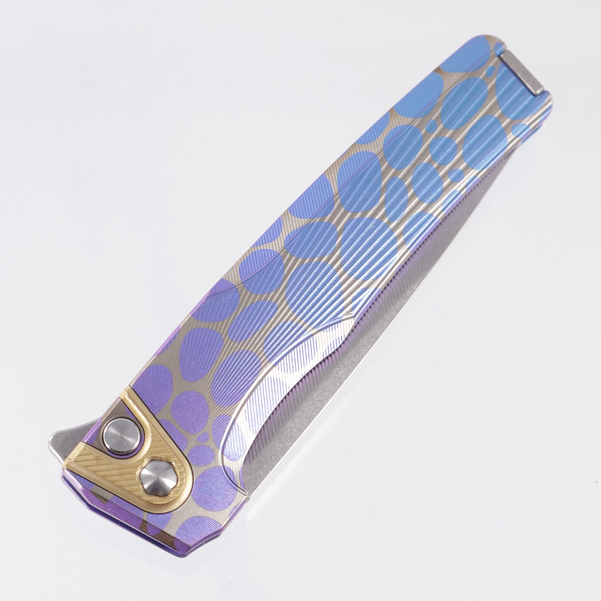 Machine Wise Sonora S-Grind #2332 - Purple & Blue Fade River Rock Ano Sunray Texture Titanium w/ Ti Bolster - Stonewash S90V