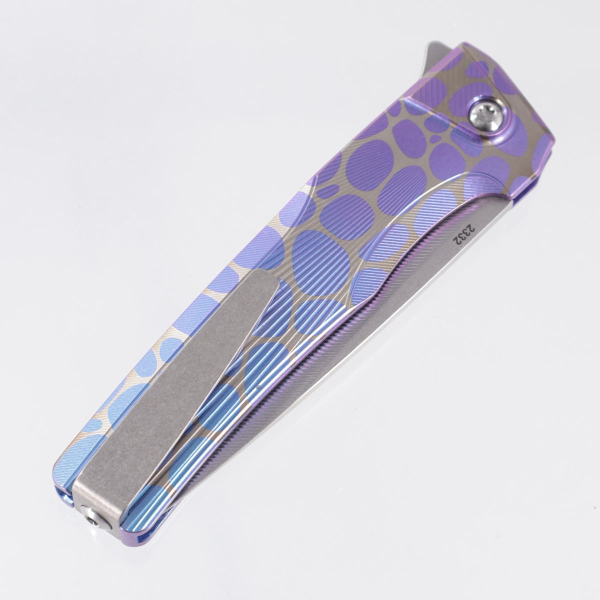 Machine Wise Sonora S-Grind #2332 - Purple & Blue Fade River Rock Ano Sunray Texture Titanium w/ Ti Bolster - Stonewash S90V