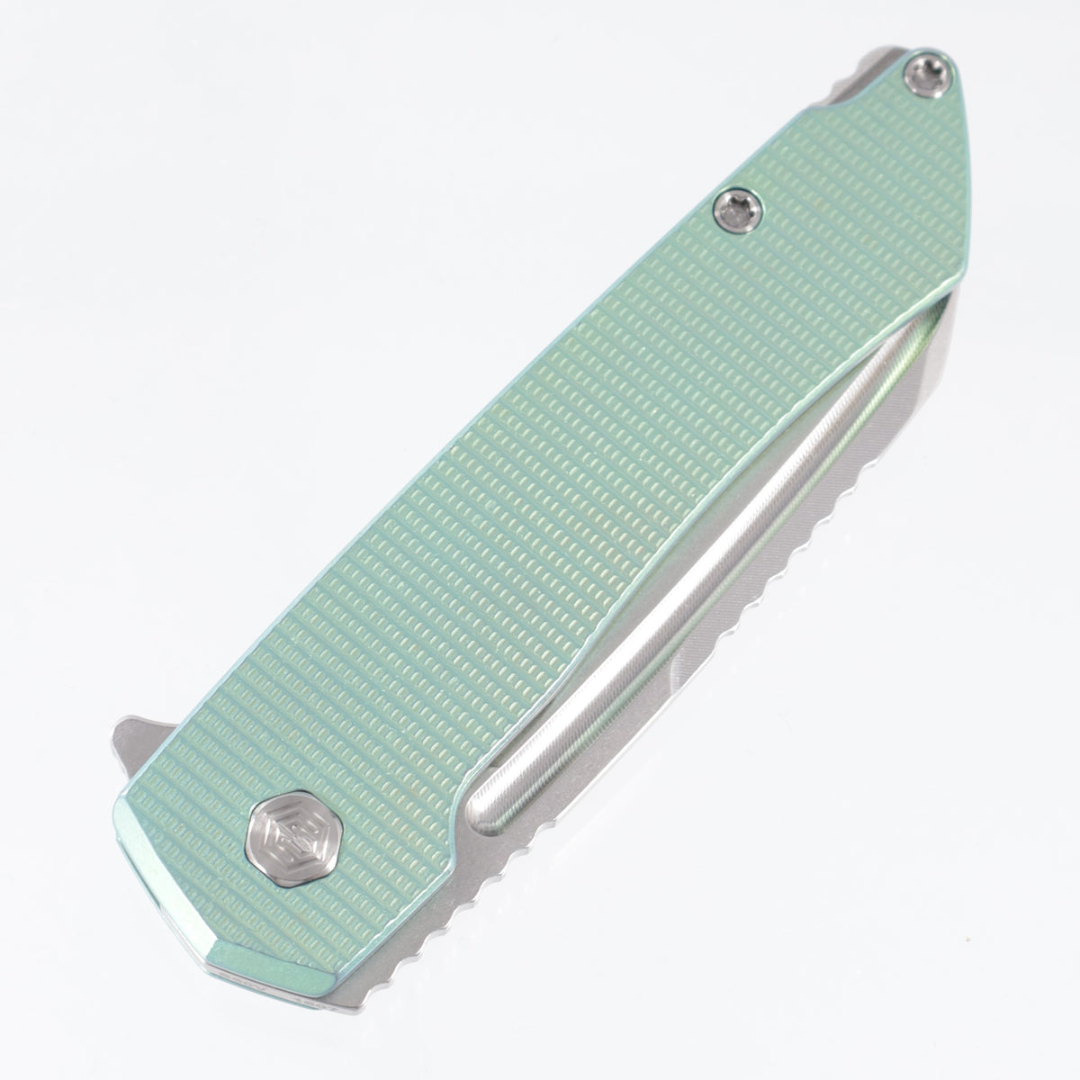Machine Wise Mojave #1607 - Green Ano Grenade Texture Titanium - Stonewash S60V