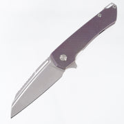 Machine Wise Mojave #1604 - Distressed Plum Purple Mosaic Texture Titanium w/ Lanyard Loop Backspacer - Stonewash S60V