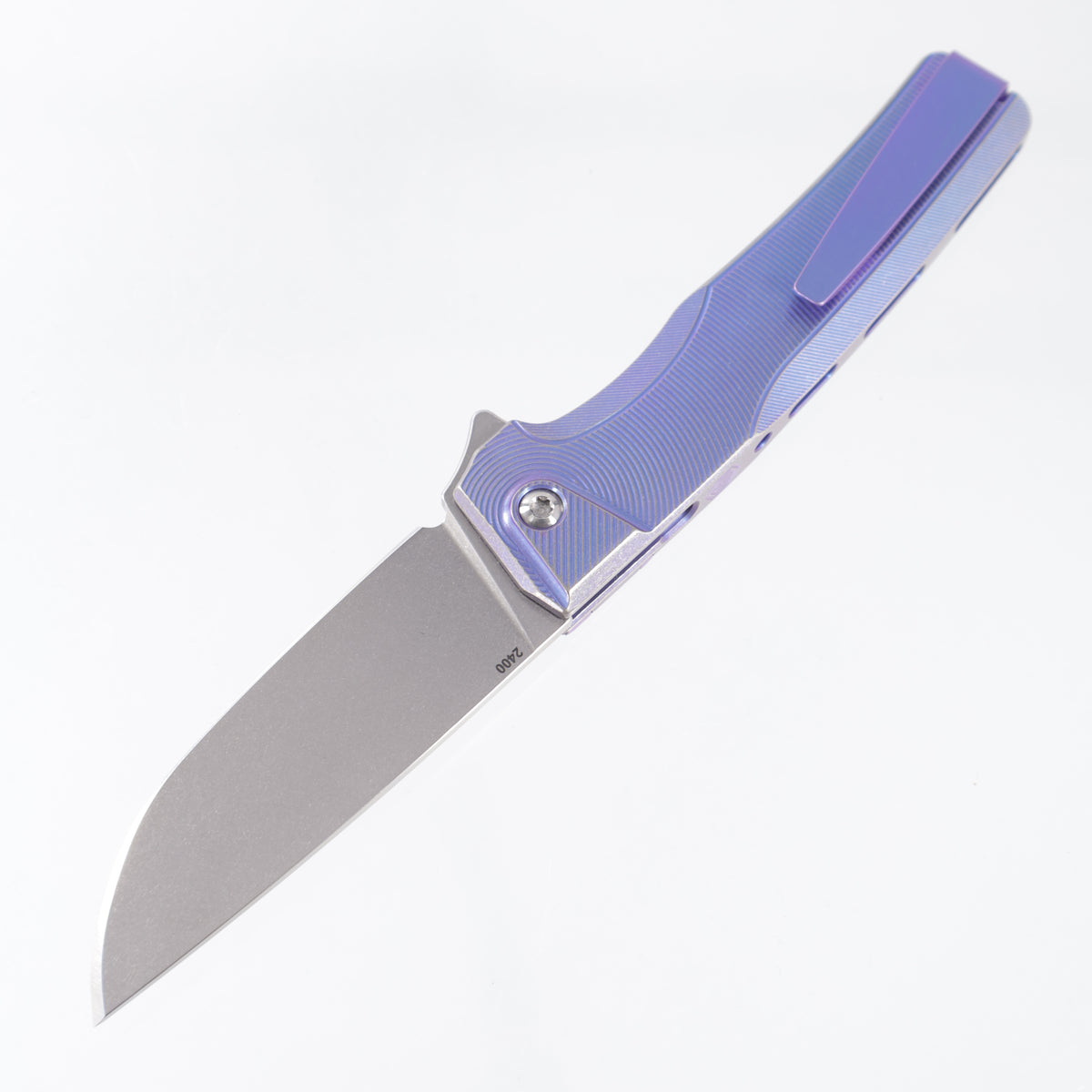 Machine Wise Sonora #2400 - Distressed Blurple Ano Epicenter Texture Titanium w/ Ti Bolster - Stonewash S90V