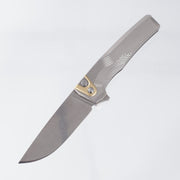 Machine Wise Sonora #1578 - Raw Streamline Texture Titanium w/ Brass Bolster - Stonewash S90V