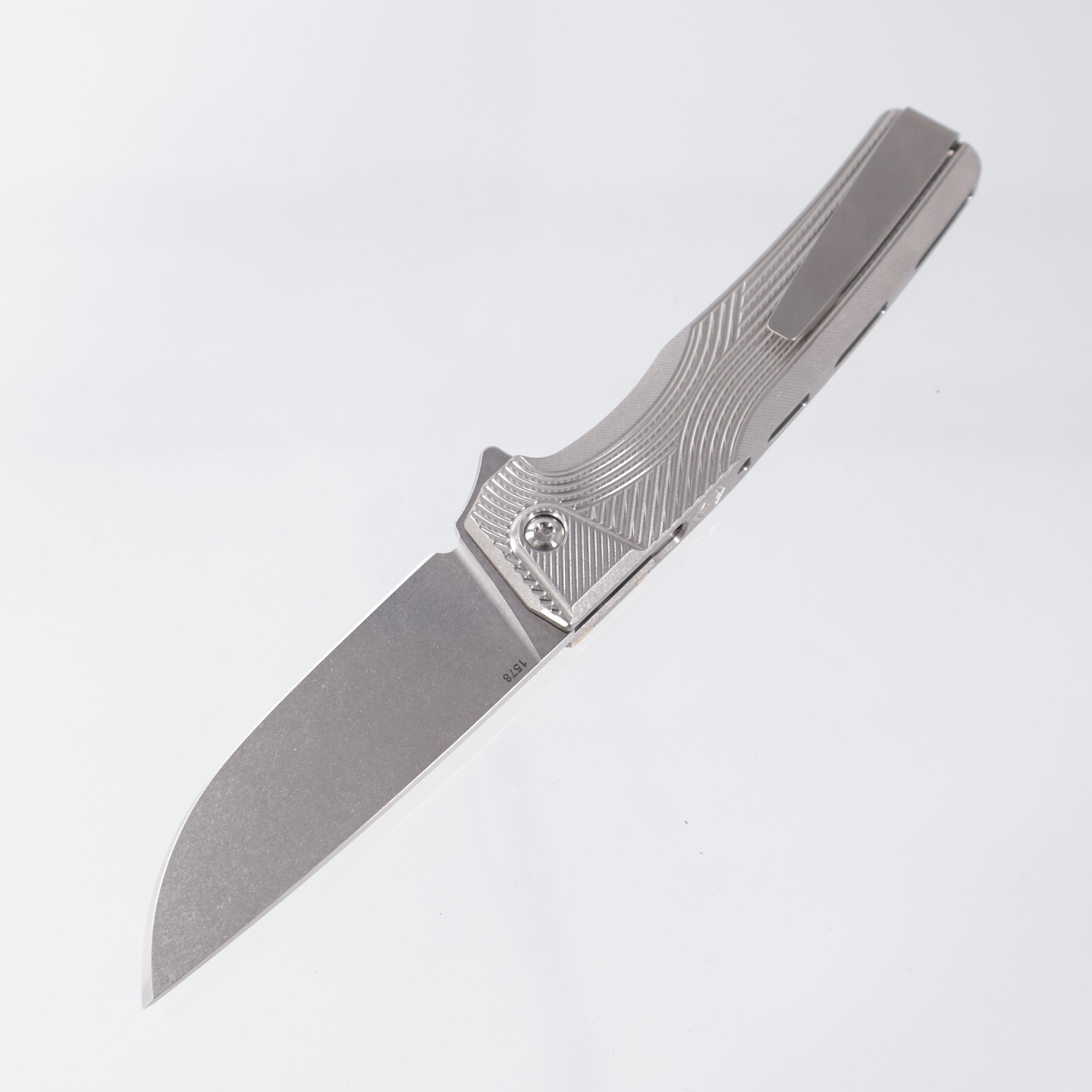 Machine Wise Sonora #1578 - Raw Streamline Texture Titanium w/ Brass Bolster - Stonewash S90V