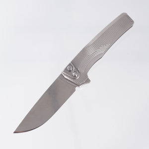 Machine Wise Sonora #1592 - Raw Streamline Texture Titanium w/ Ti Bolster - Stonewash S90V - MachineWise Knives