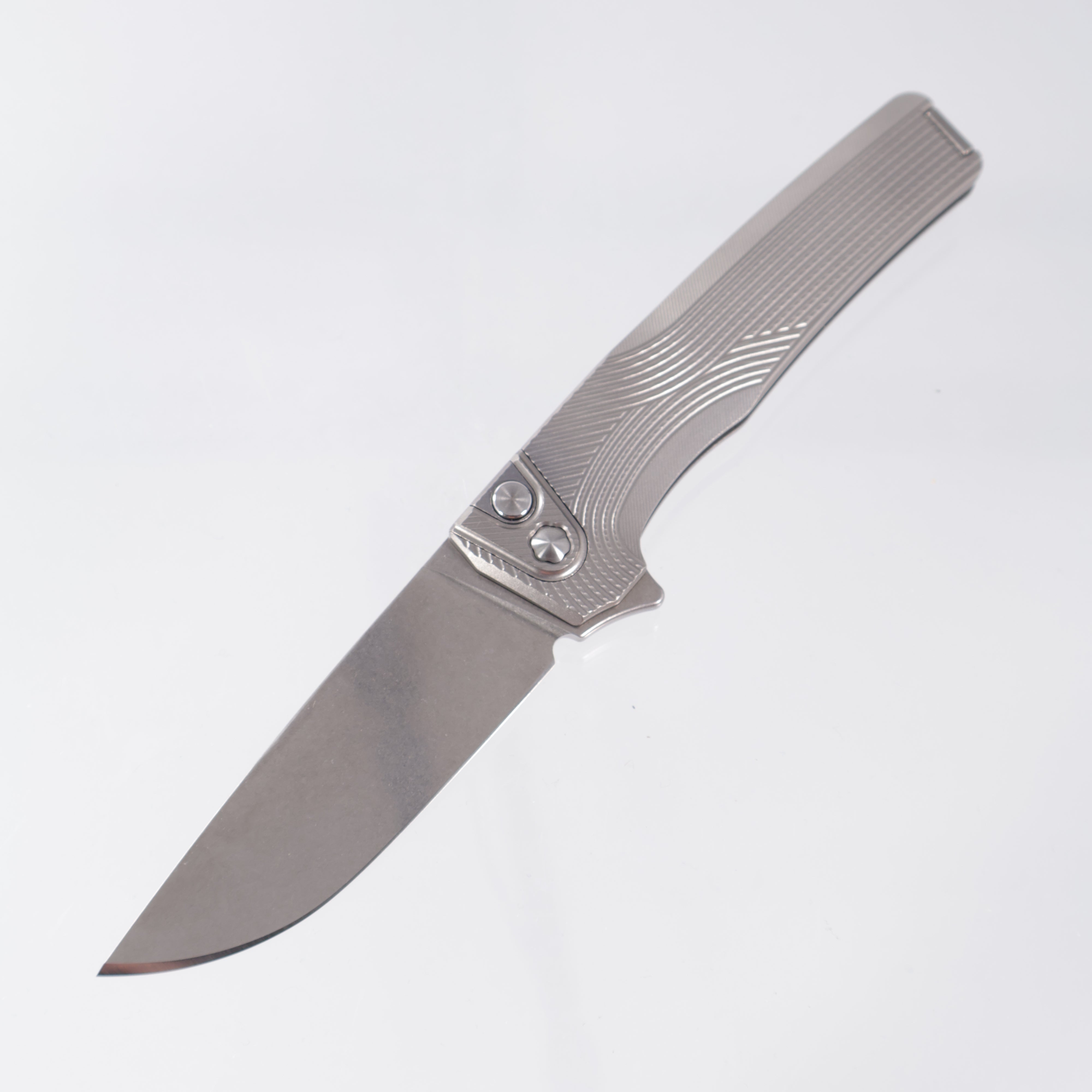 Machine Wise Sonora #1592 - Raw Streamline Texture Titanium w/ Ti Bolster - Stonewash S90V