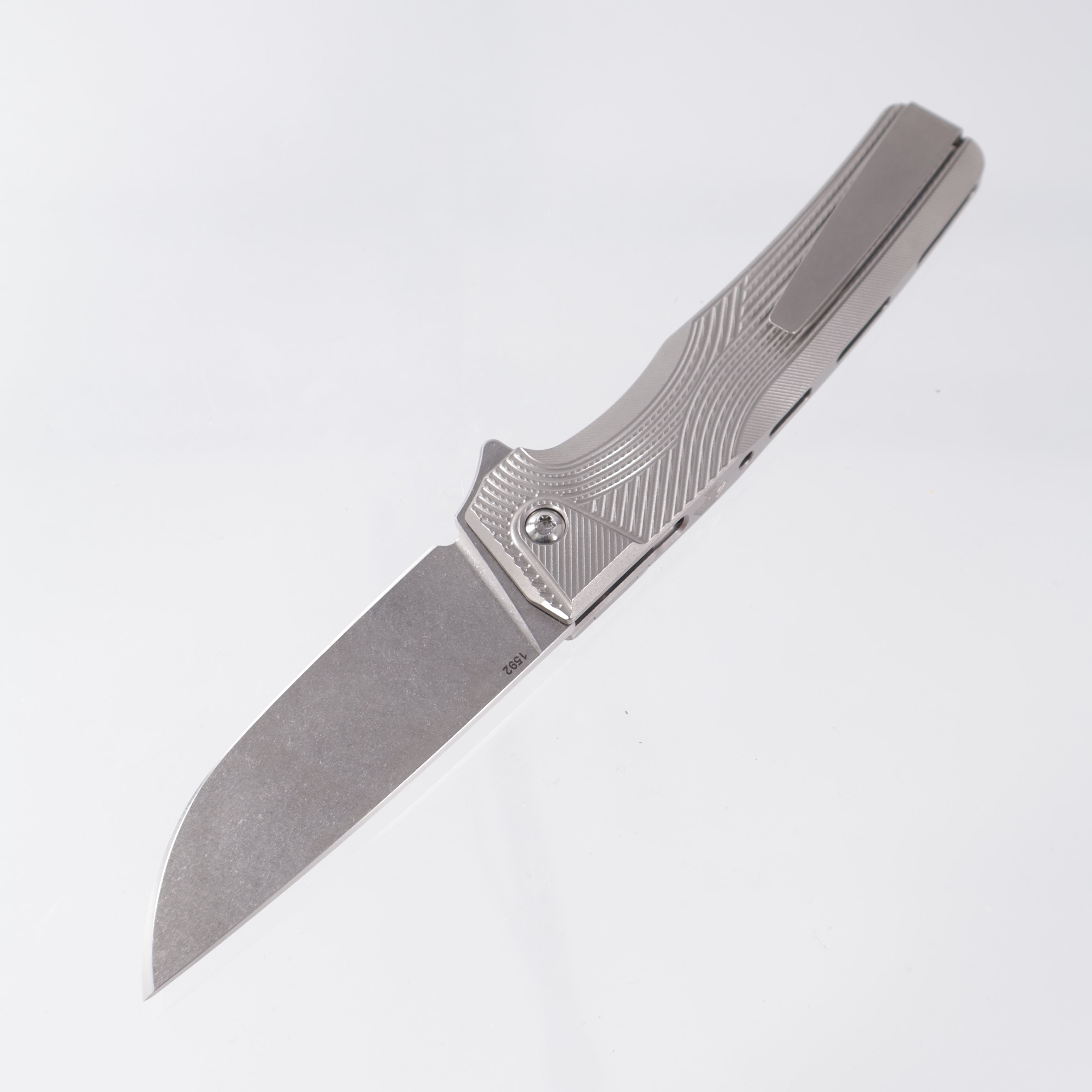 Machine Wise Sonora #1592 - Raw Streamline Texture Titanium w/ Ti Bolster - Stonewash S90V
