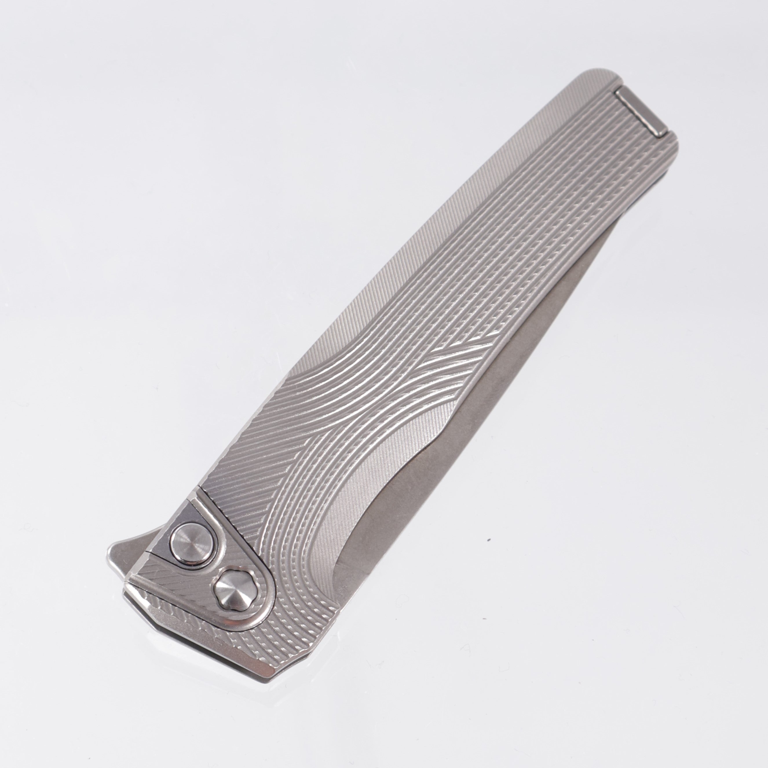 Machine Wise Sonora #1592 - Raw Streamline Texture Titanium w/ Ti Bolster - Stonewash S90V