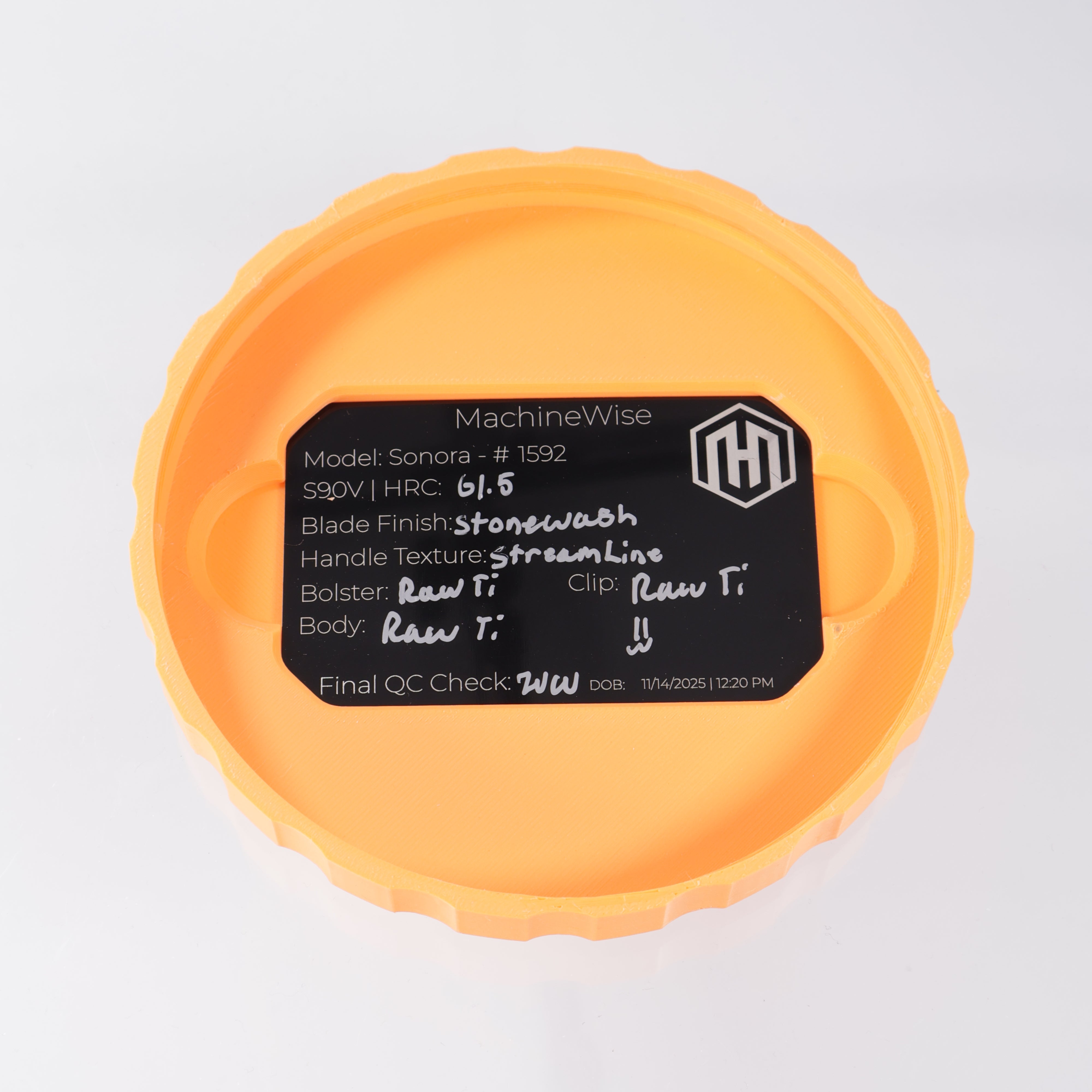 Machine Wise Sonora #1592 - Raw Streamline Texture Titanium w/ Ti Bolster - Stonewash S90V