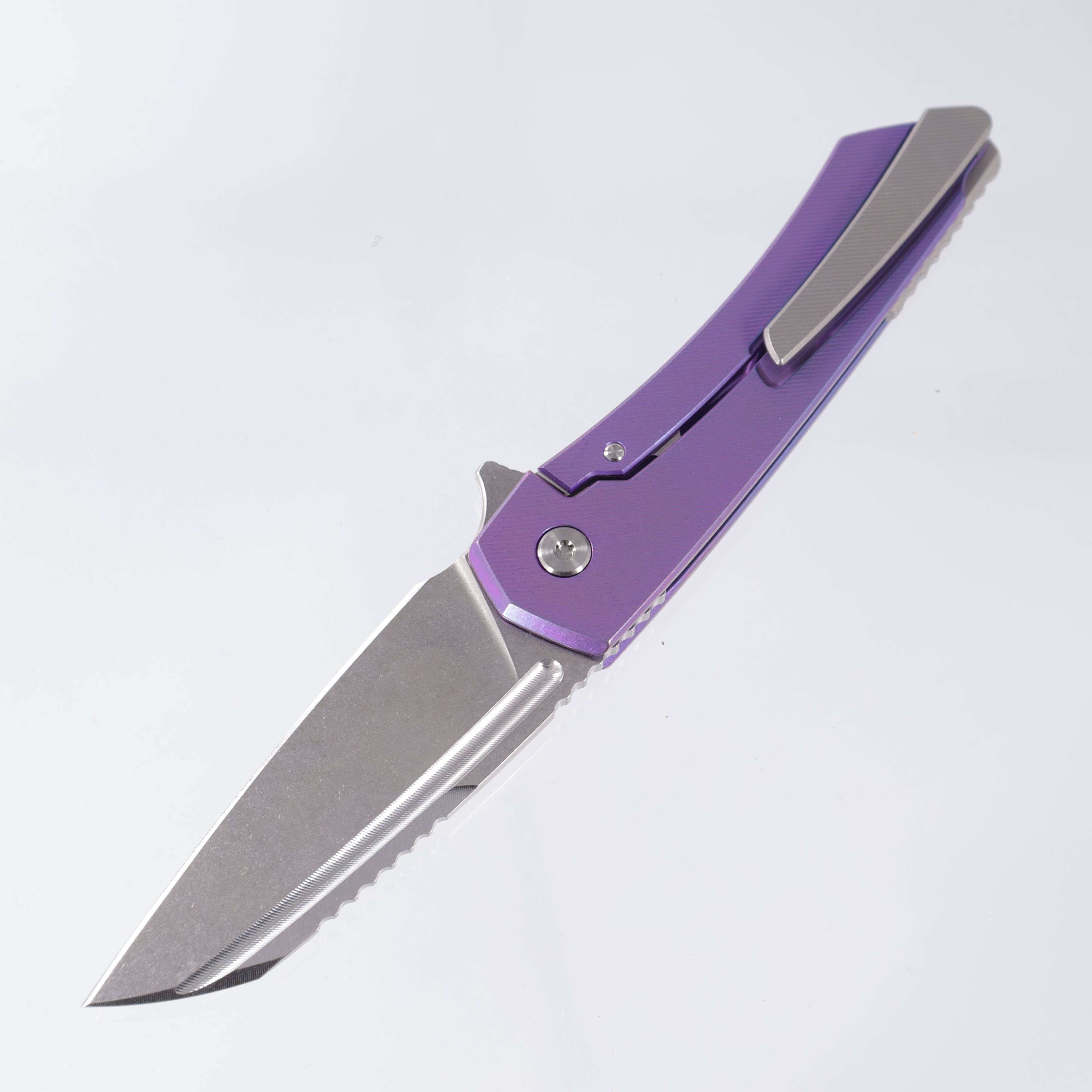 Machine Wise Mojave #0731 - Pink w/ Blurple Distress Fine Step Texture Titanium - Stonewash S90V