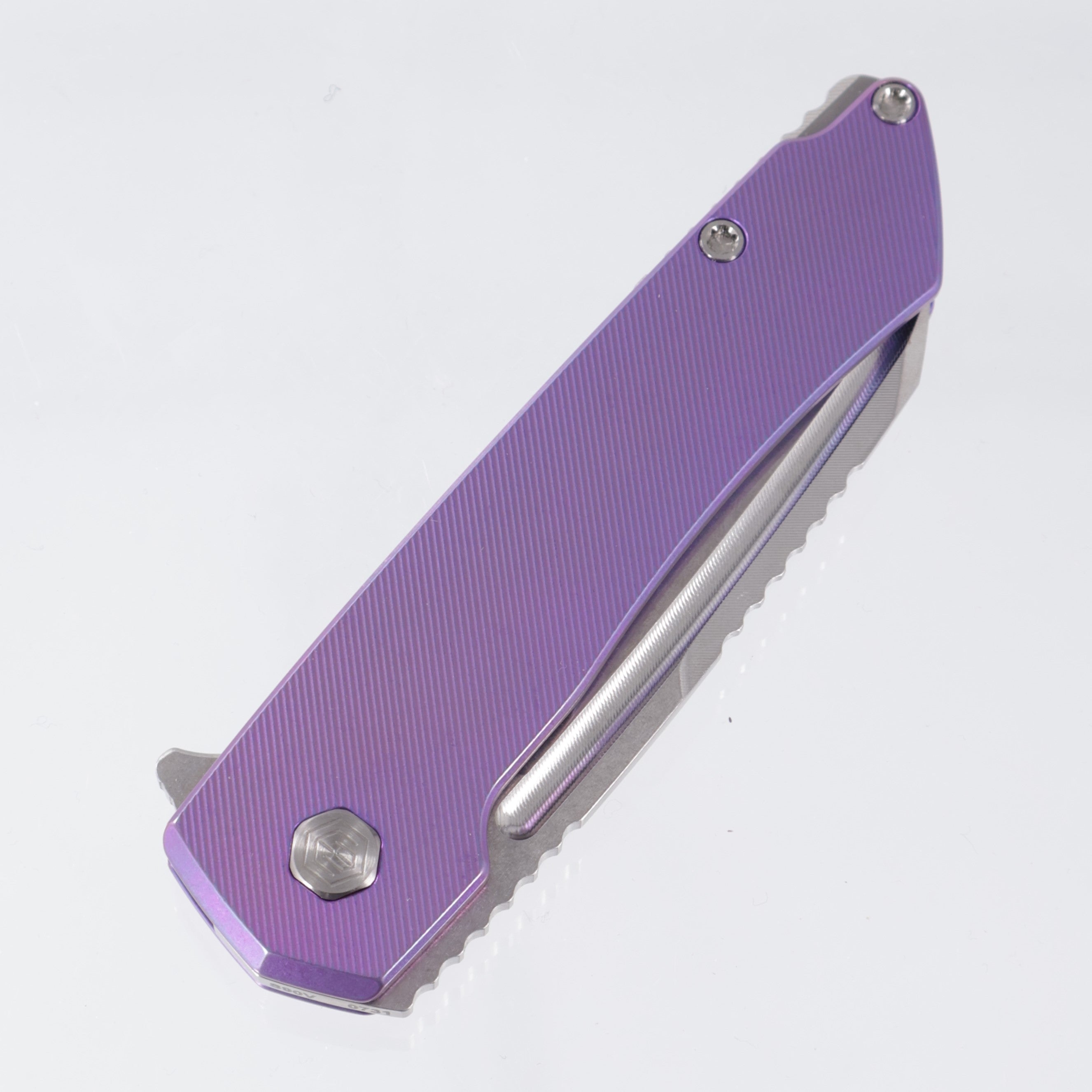 Machine Wise Mojave #0731 - Pink w/ Blurple Distress Fine Step Texture Titanium - Stonewash S90V