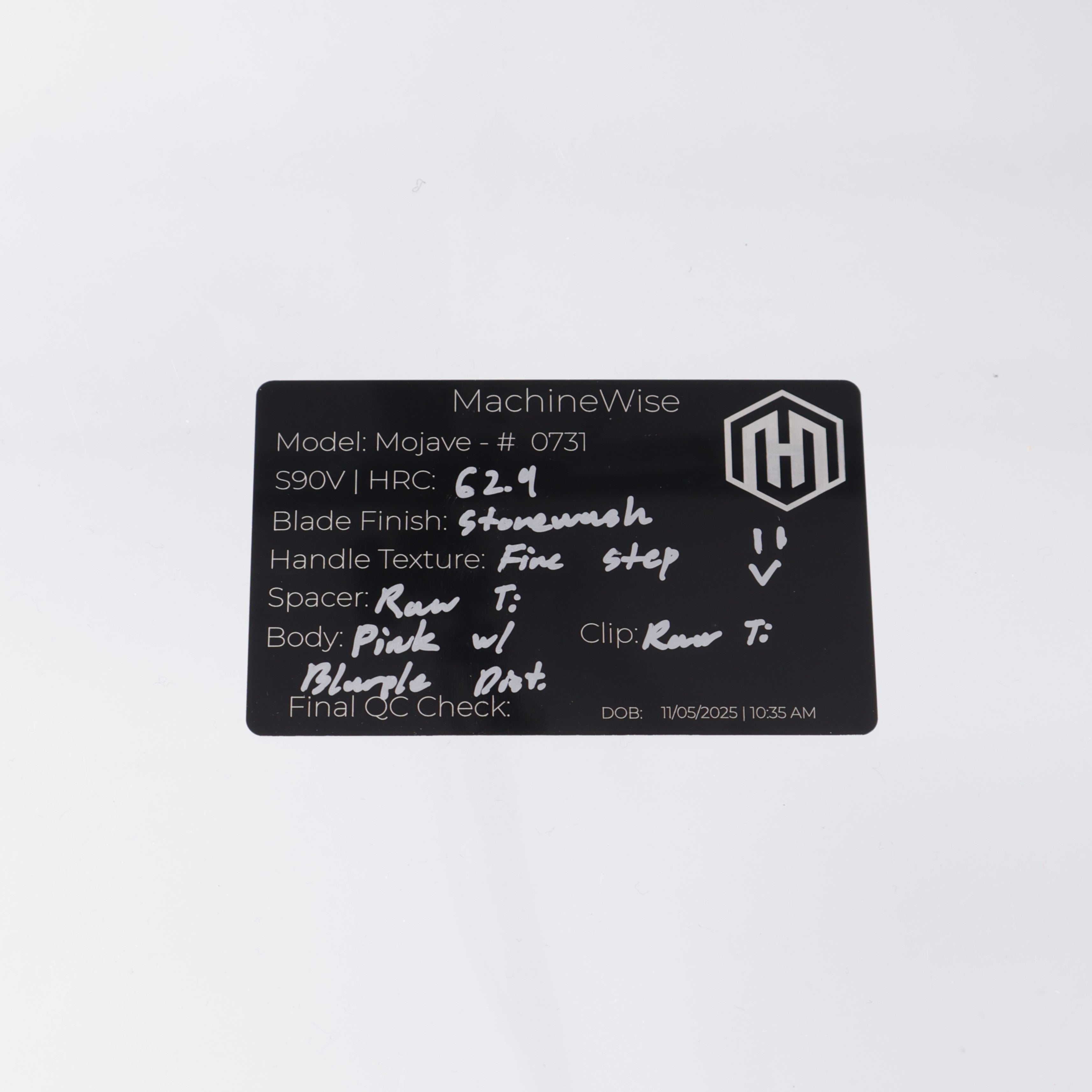 Machine Wise Mojave #0731 - Pink w/ Blurple Distress Fine Step Texture Titanium - Stonewash S90V