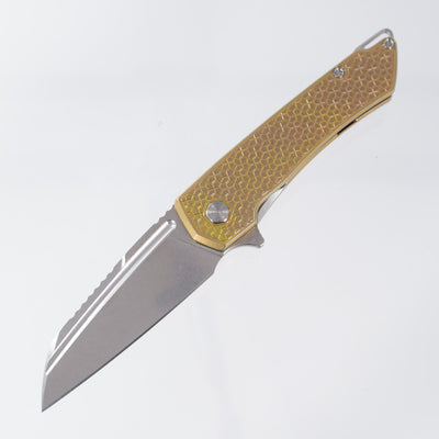 Machine Wise Mojave #0745 - Gold Rose Turtle Texture Titanium - Stonewash S90V - MachineWise Knives