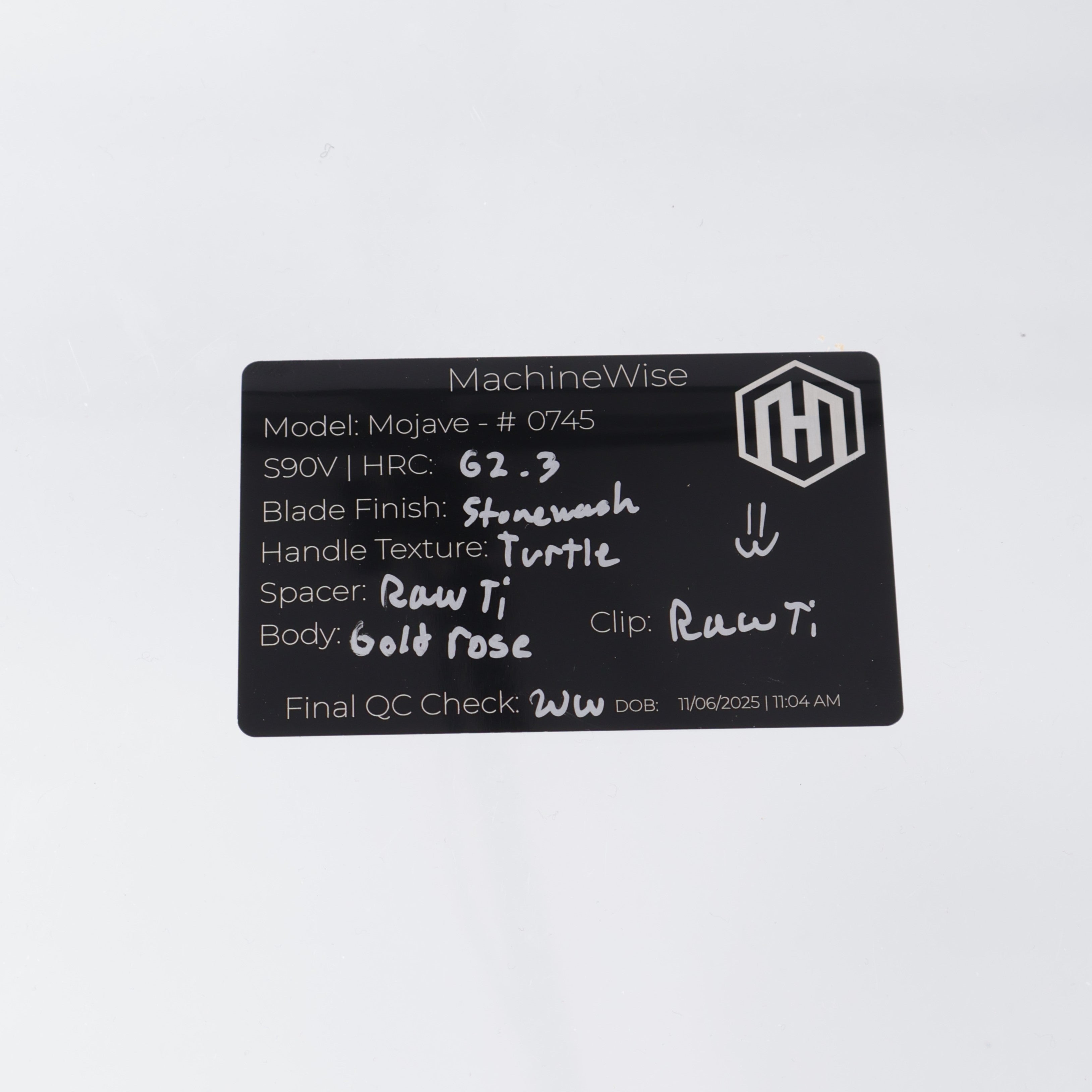 Machine Wise Mojave #0745 - Gold Rose Turtle Texture Titanium - Stonewash S90V