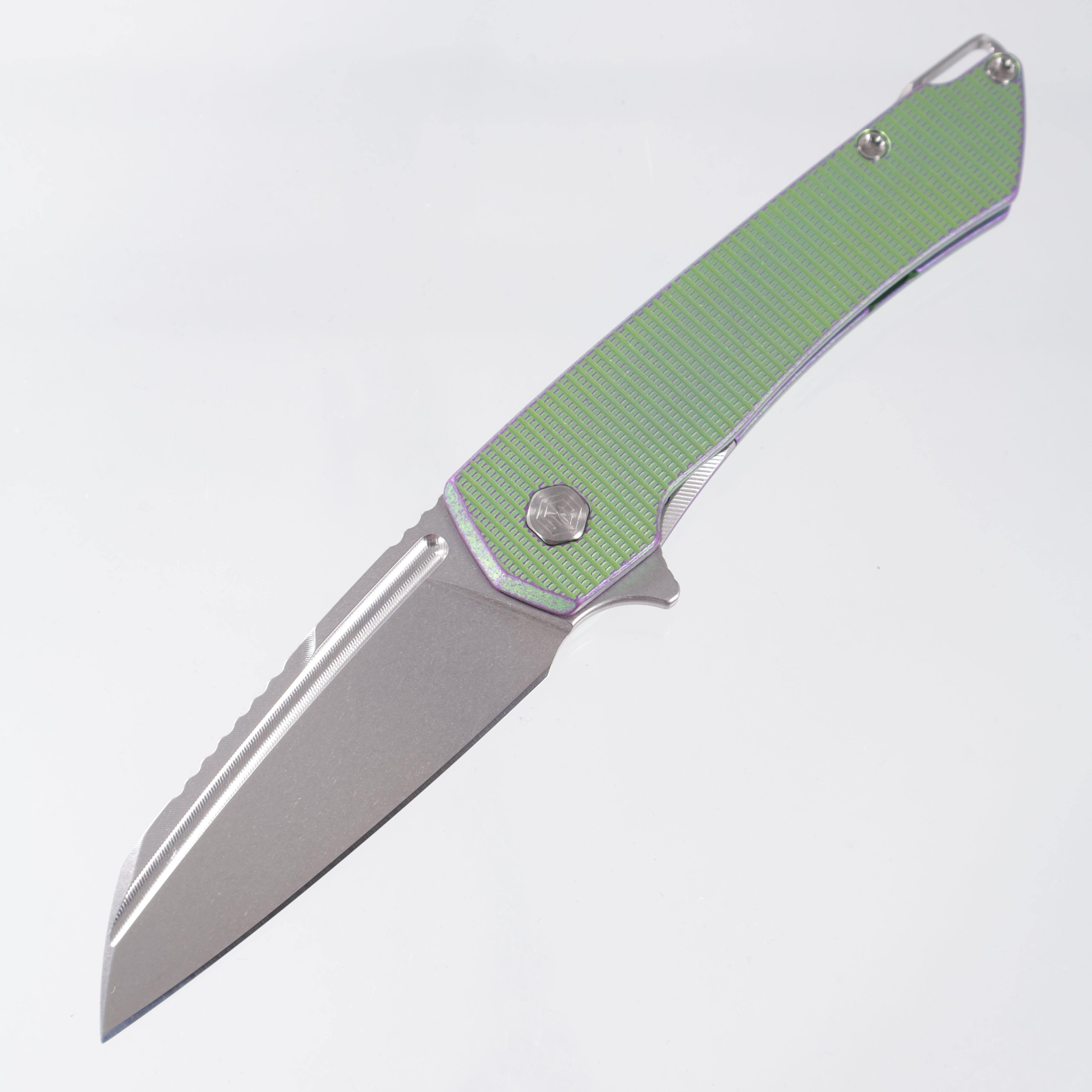 Machine Wise Mojave #1332 - Green/Purple Ano Grenade Texture Titanium - Stonewash S90V