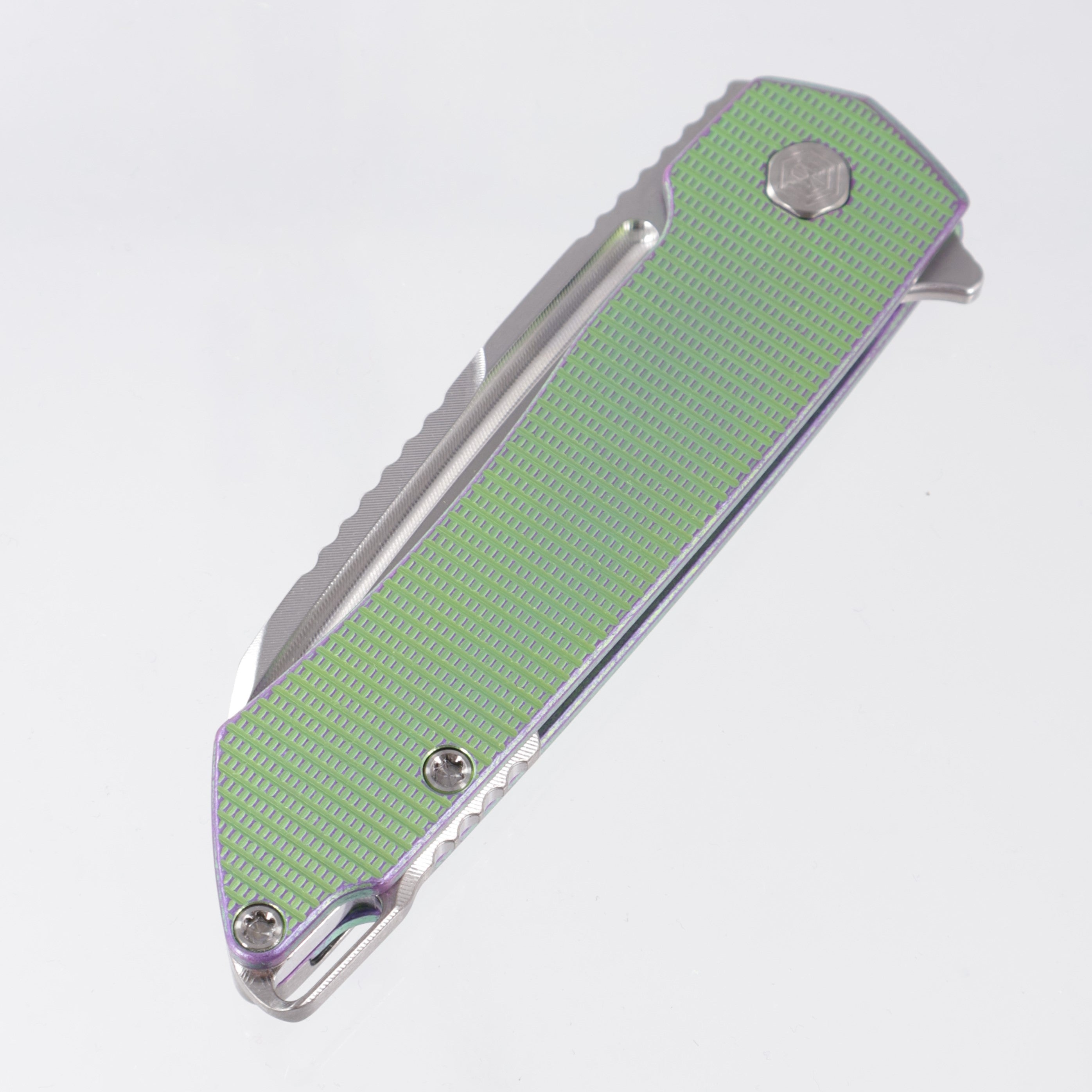 Machine Wise Mojave #1332 - Green/Purple Ano Grenade Texture Titanium - Stonewash S90V