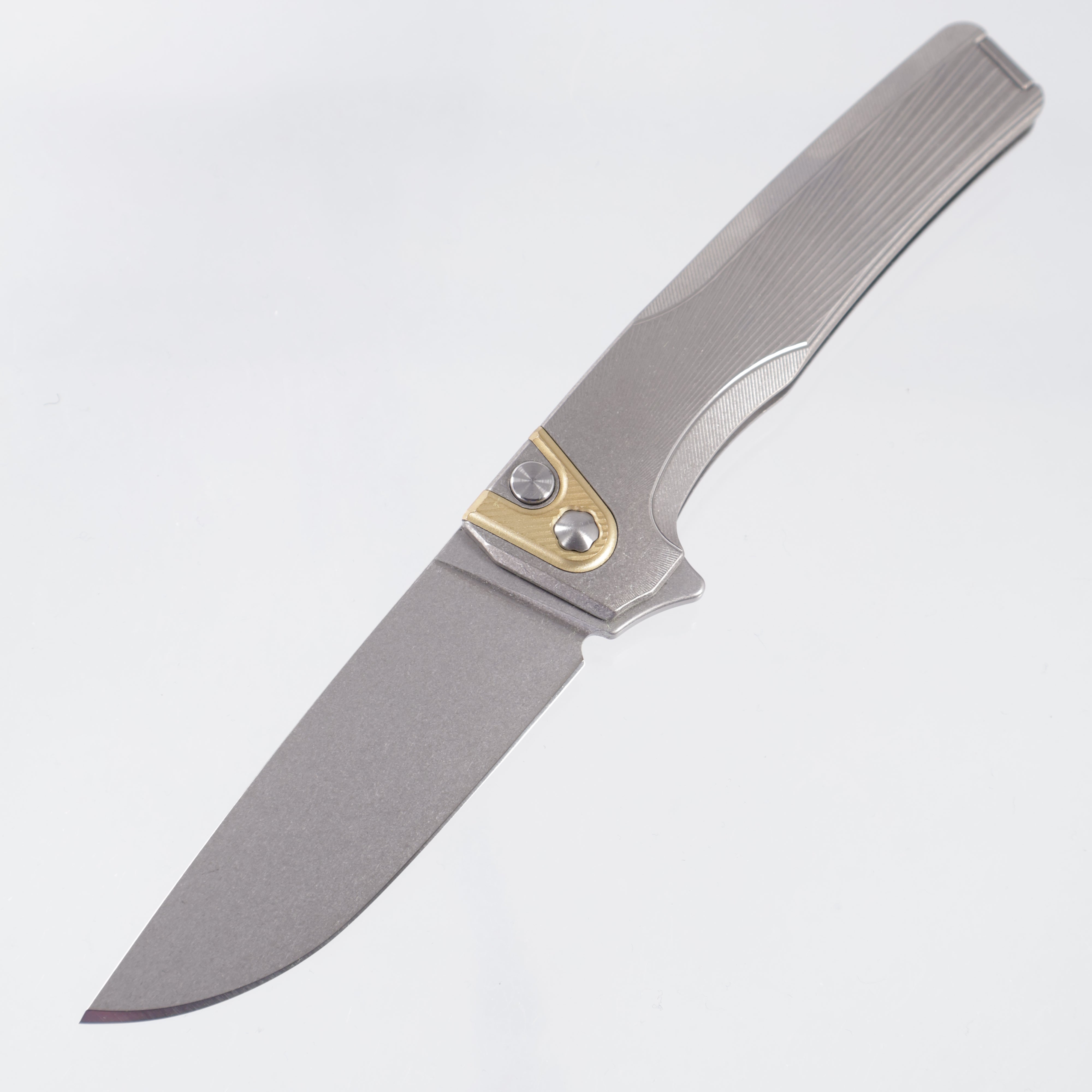 Machine Wise Sonora #2161 - Raw Sunray Texture Titanium w/ Brass Bolster - Stonewash S90V