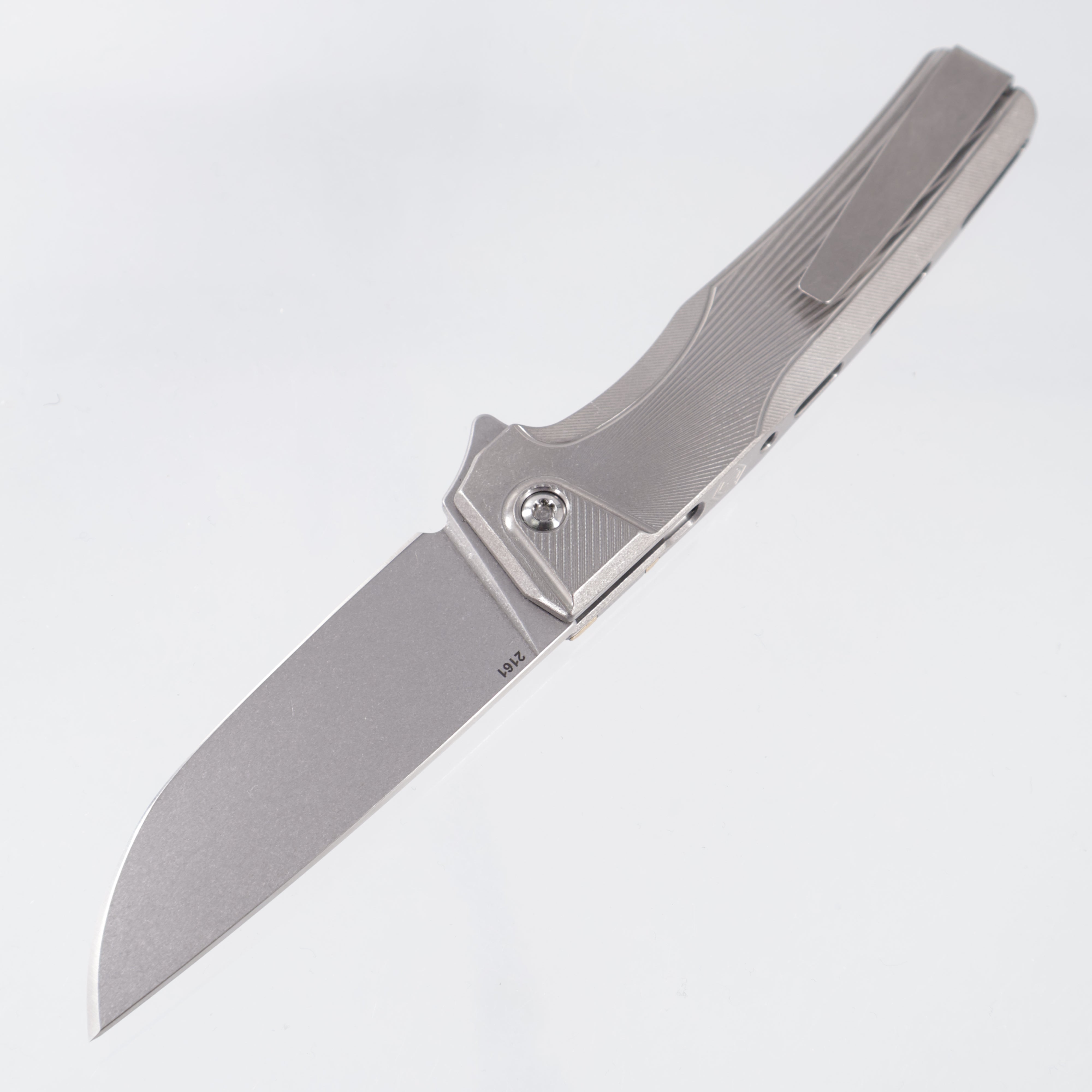 Machine Wise Sonora #2161 - Raw Sunray Texture Titanium w/ Brass Bolster - Stonewash S90V