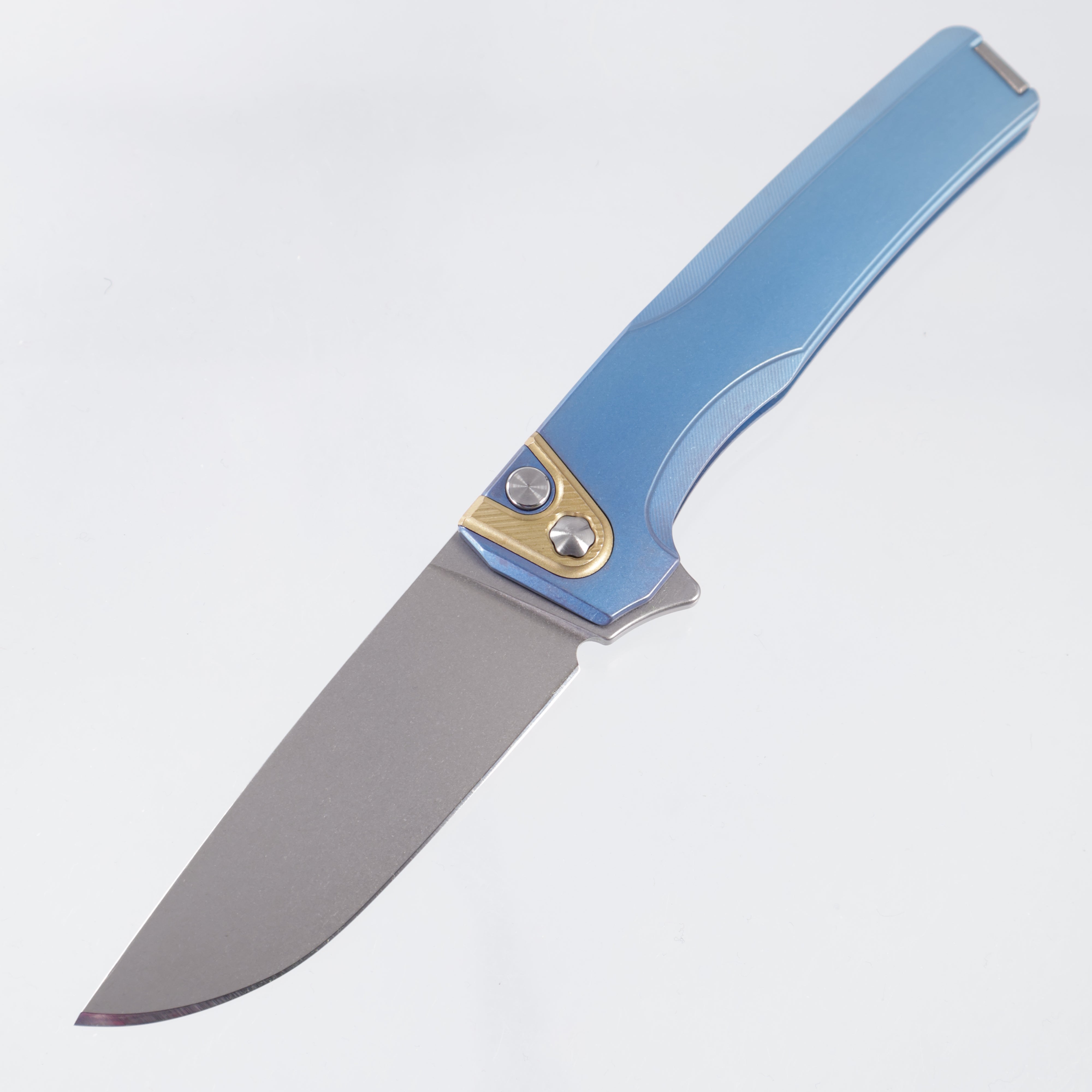 Machine Wise Sonora #2202 - Navy Blue Anodized Smooth Titanium w/ Brass Bolster - Stonewash S90V