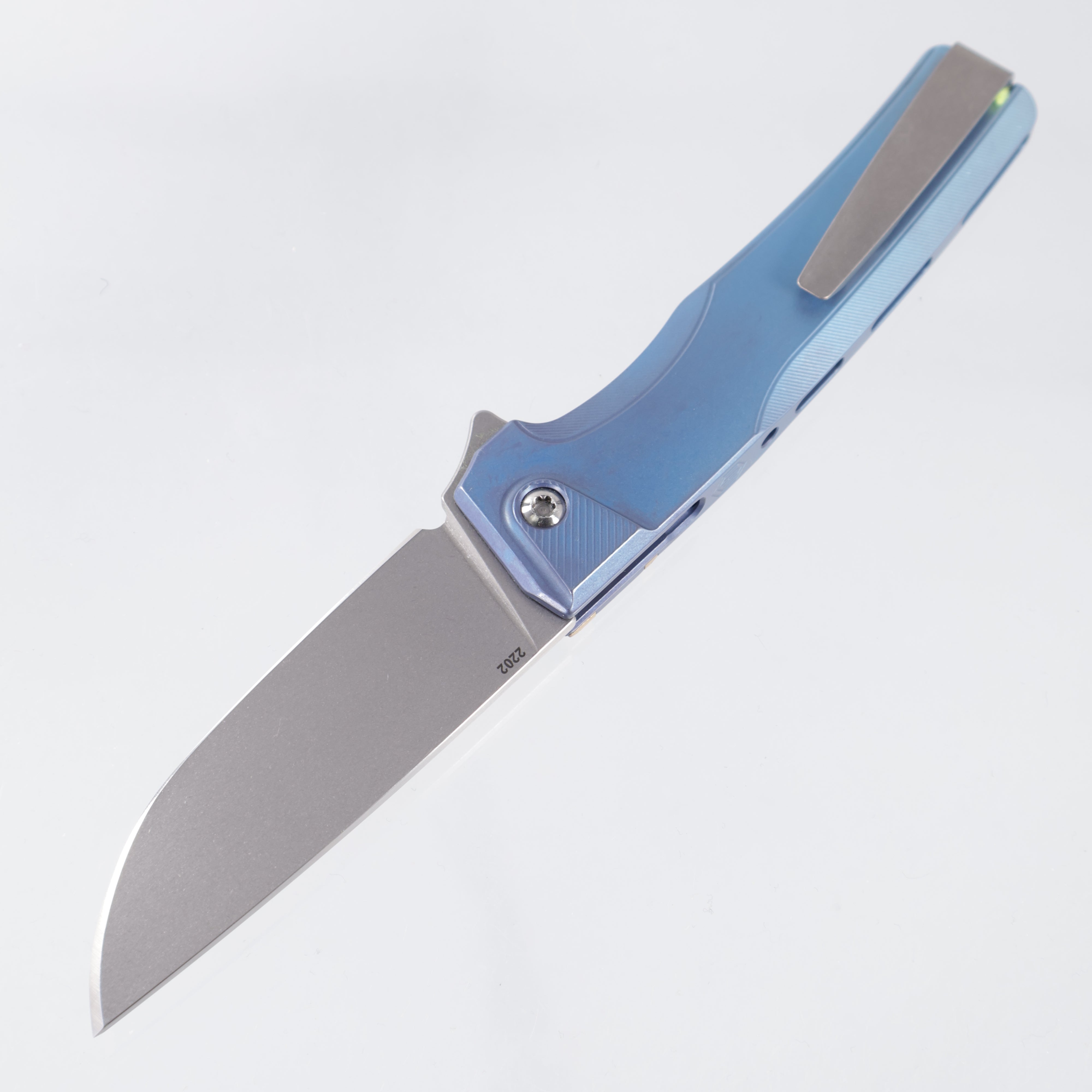 Machine Wise Sonora #2202 - Navy Blue Anodized Smooth Titanium w/ Brass Bolster - Stonewash S90V