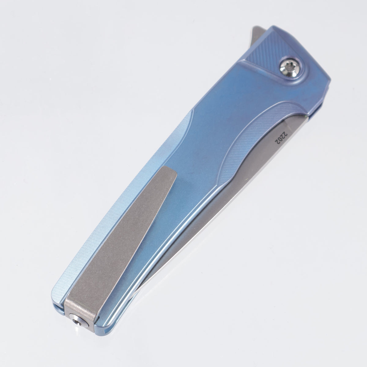 Machine Wise Sonora #2202 - Navy Blue Anodized Smooth Titanium w/ Brass Bolster - Stonewash S90V