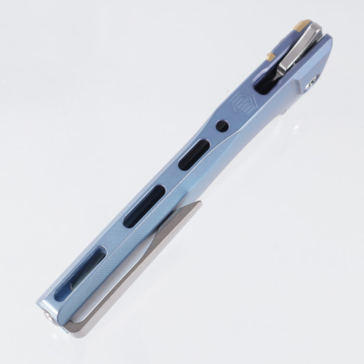 Machine Wise Sonora #2202 - Navy Blue Anodized Smooth Titanium w/ Brass Bolster - Stonewash S90V