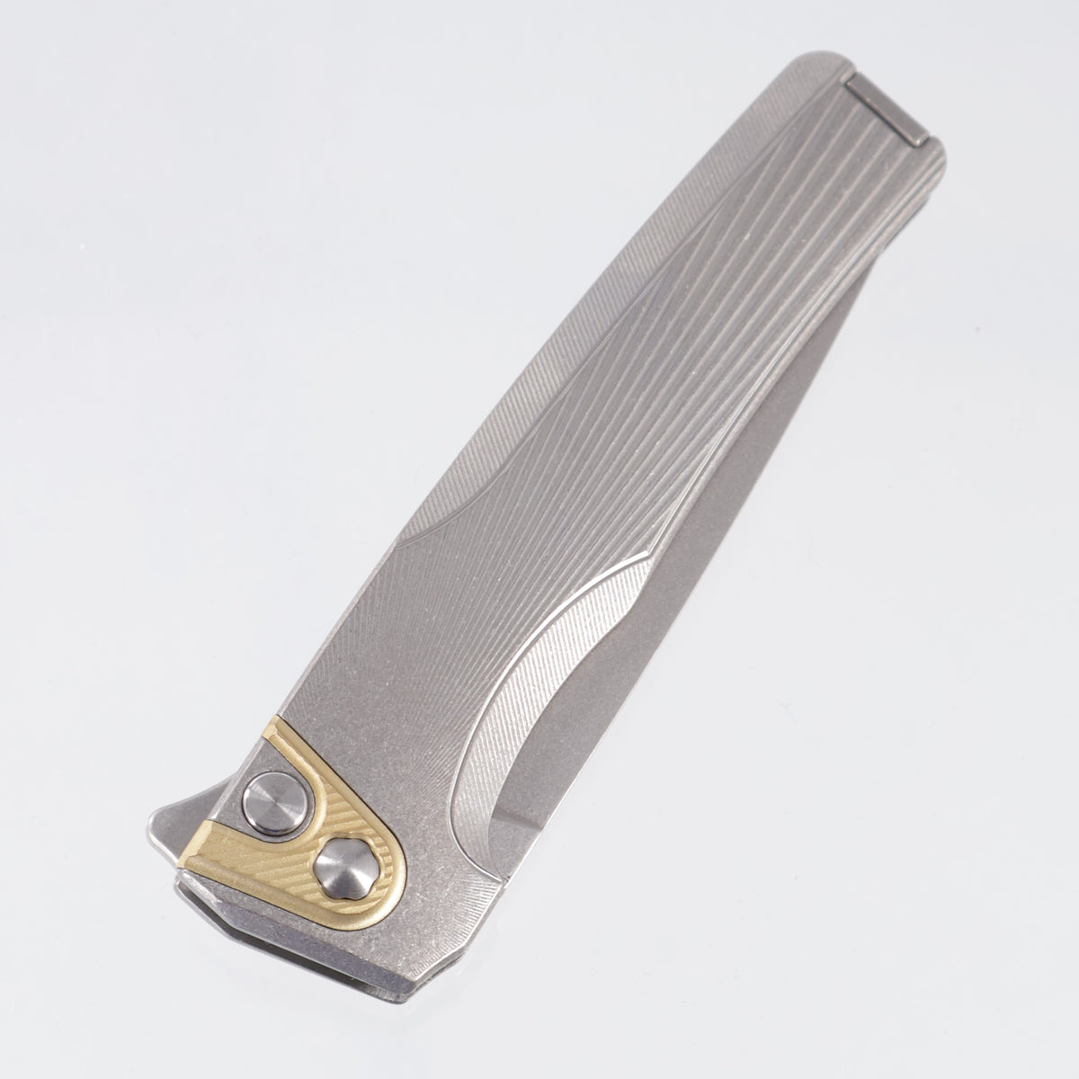 Machine Wise Sonora #2161 - Raw Sunray Texture Titanium w/ Brass Bolster - Stonewash S90V