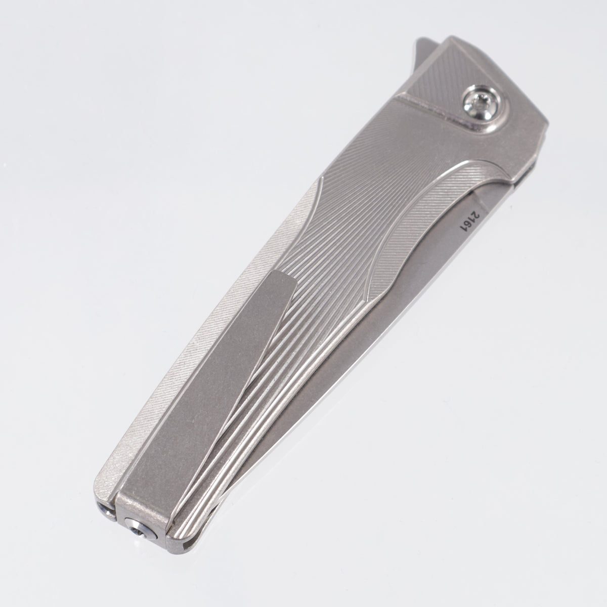 Machine Wise Sonora #2161 - Raw Sunray Texture Titanium w/ Brass Bolster - Stonewash S90V