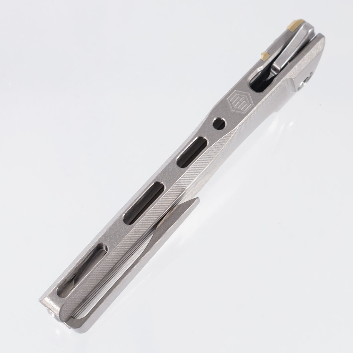 Machine Wise Sonora #2161 - Raw Sunray Texture Titanium w/ Brass Bolster - Stonewash S90V